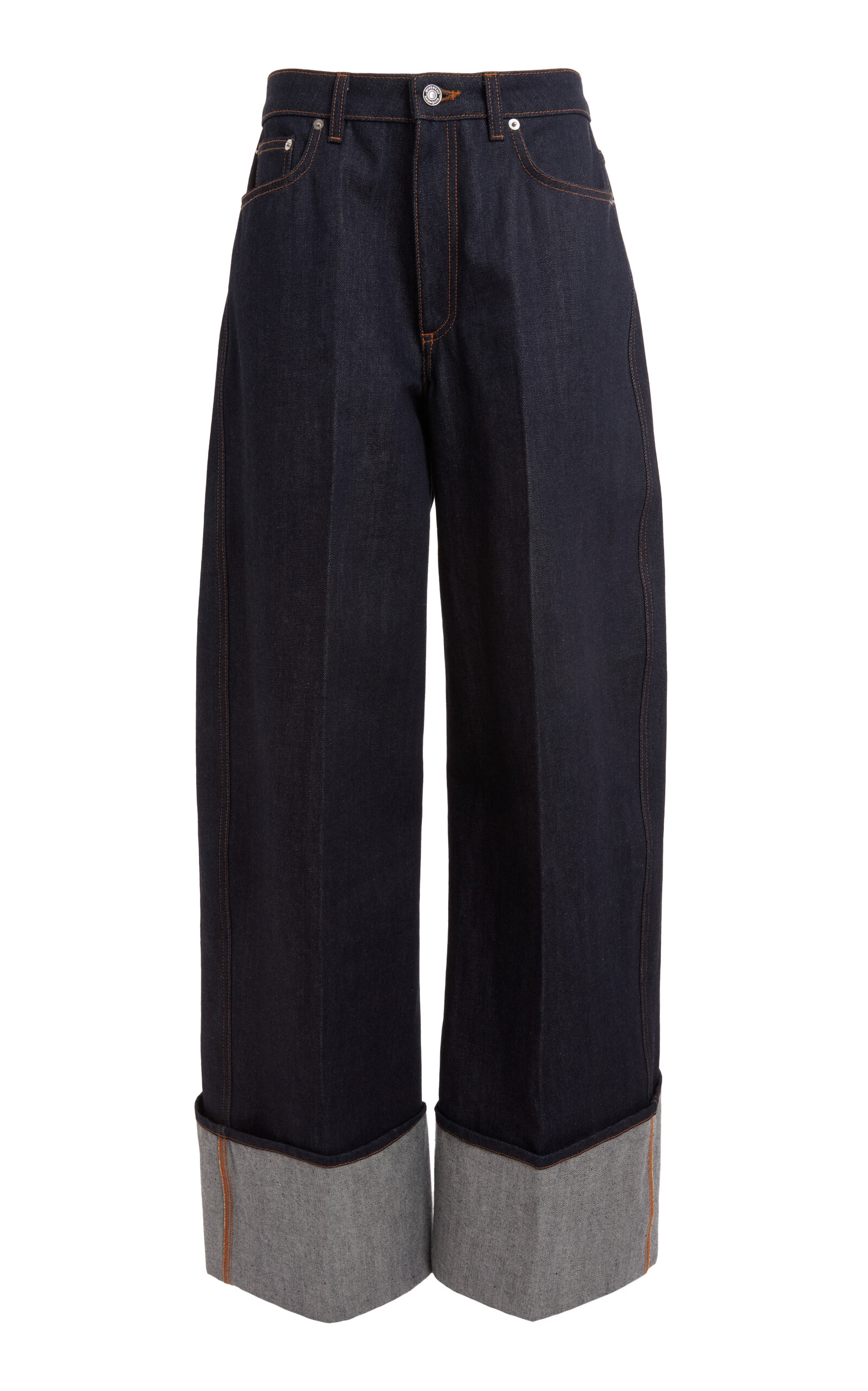 Givenchy Cuffed Raw-Denim Wide-Leg Jeans