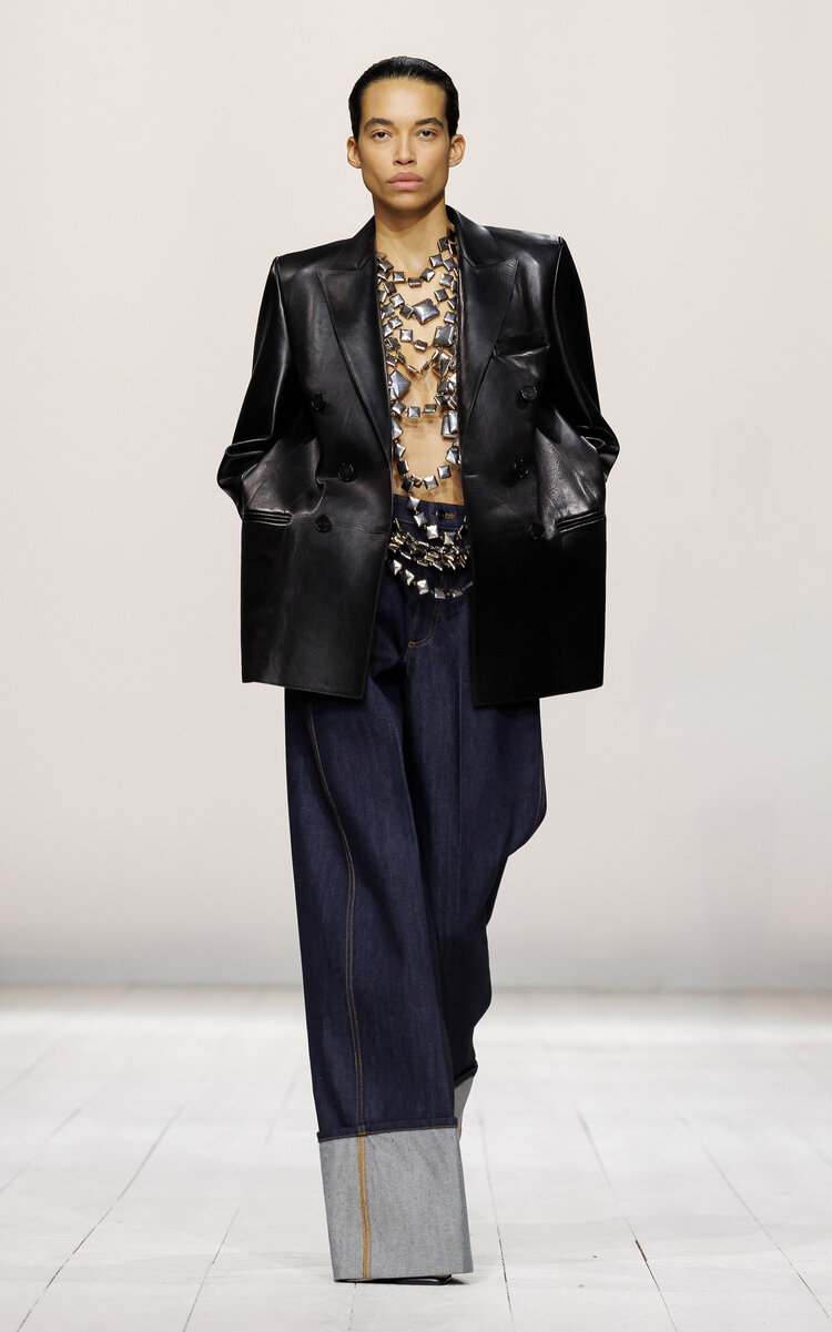 Givenchy Double-breasted Plonge Leather Jacket In Black