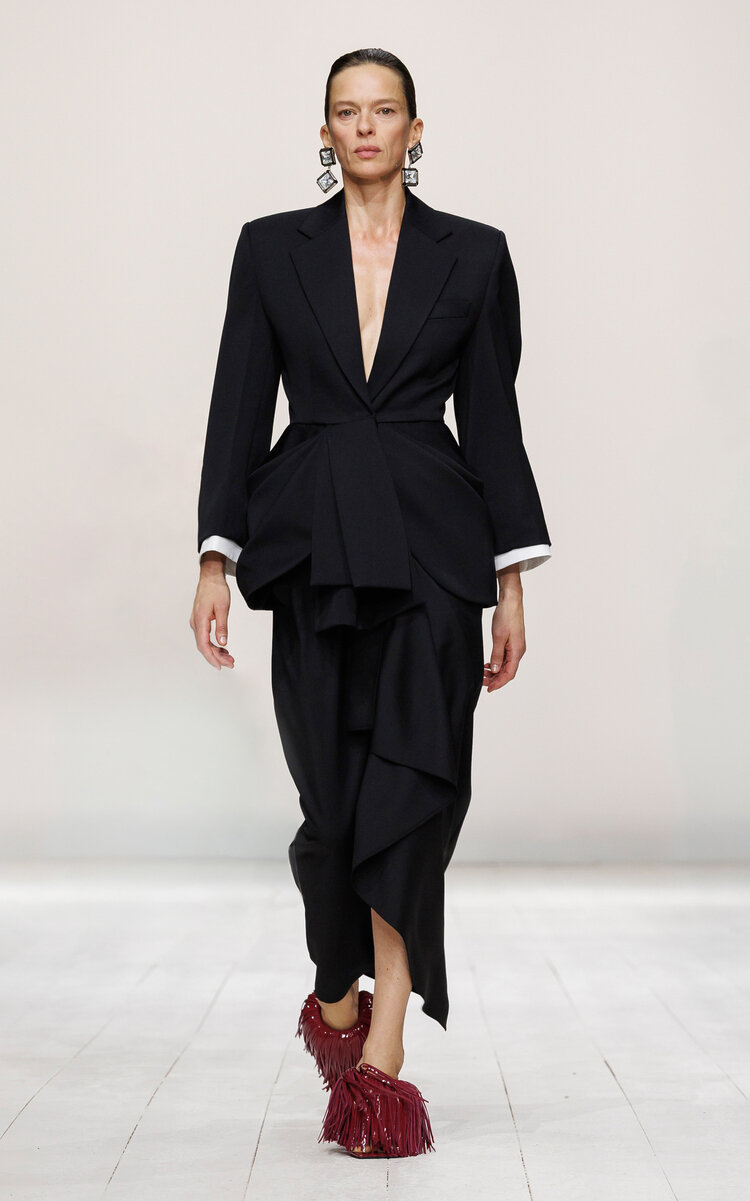 Givenchy Wrapped Piece-dyed Wool Mohair Midi Skirt In Black