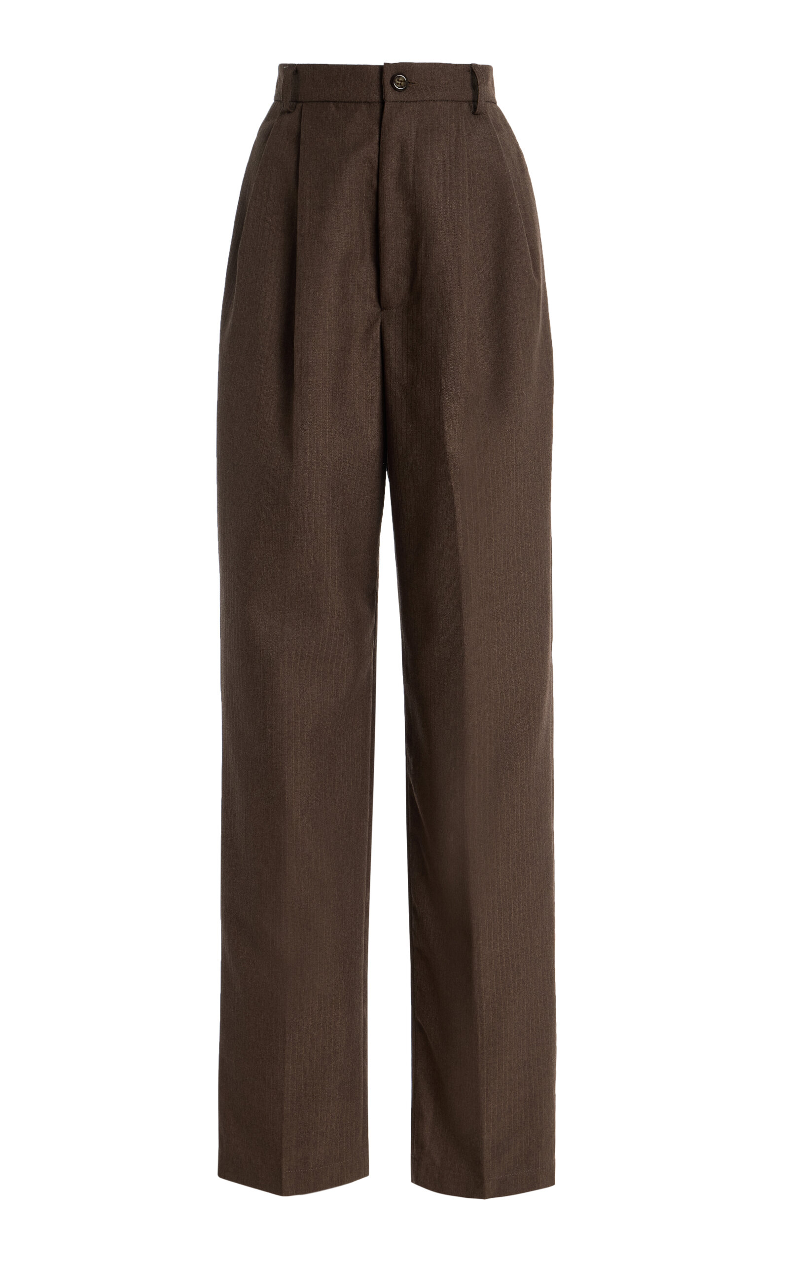 Tolu Coker Tailored High-waisted Wool Trousers In Brown