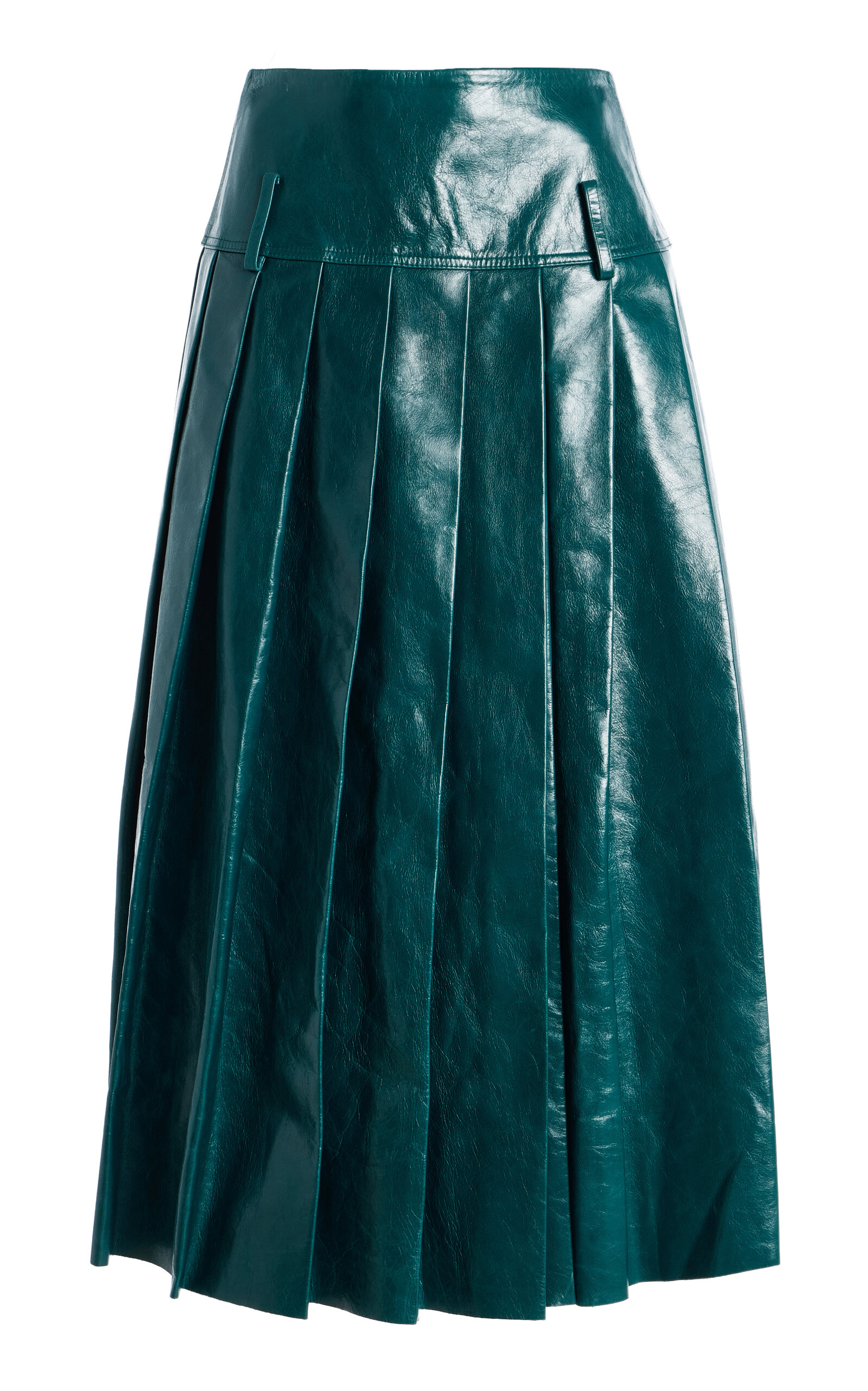 Tolu Coker Leather Pleated Drop-waist Maxi Skirt In Blue