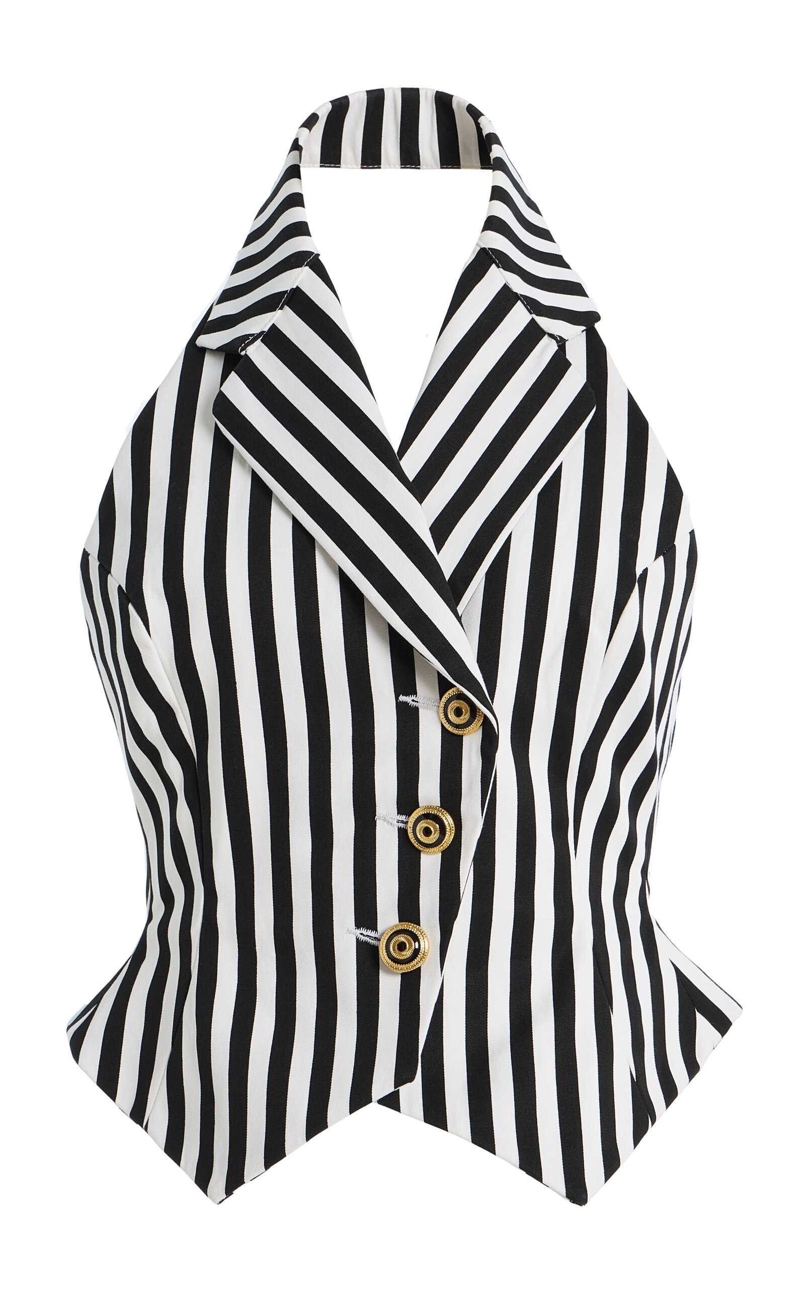 Tolu Coker Striped Cotton Gabardine Waistcoat - Black/white - XS