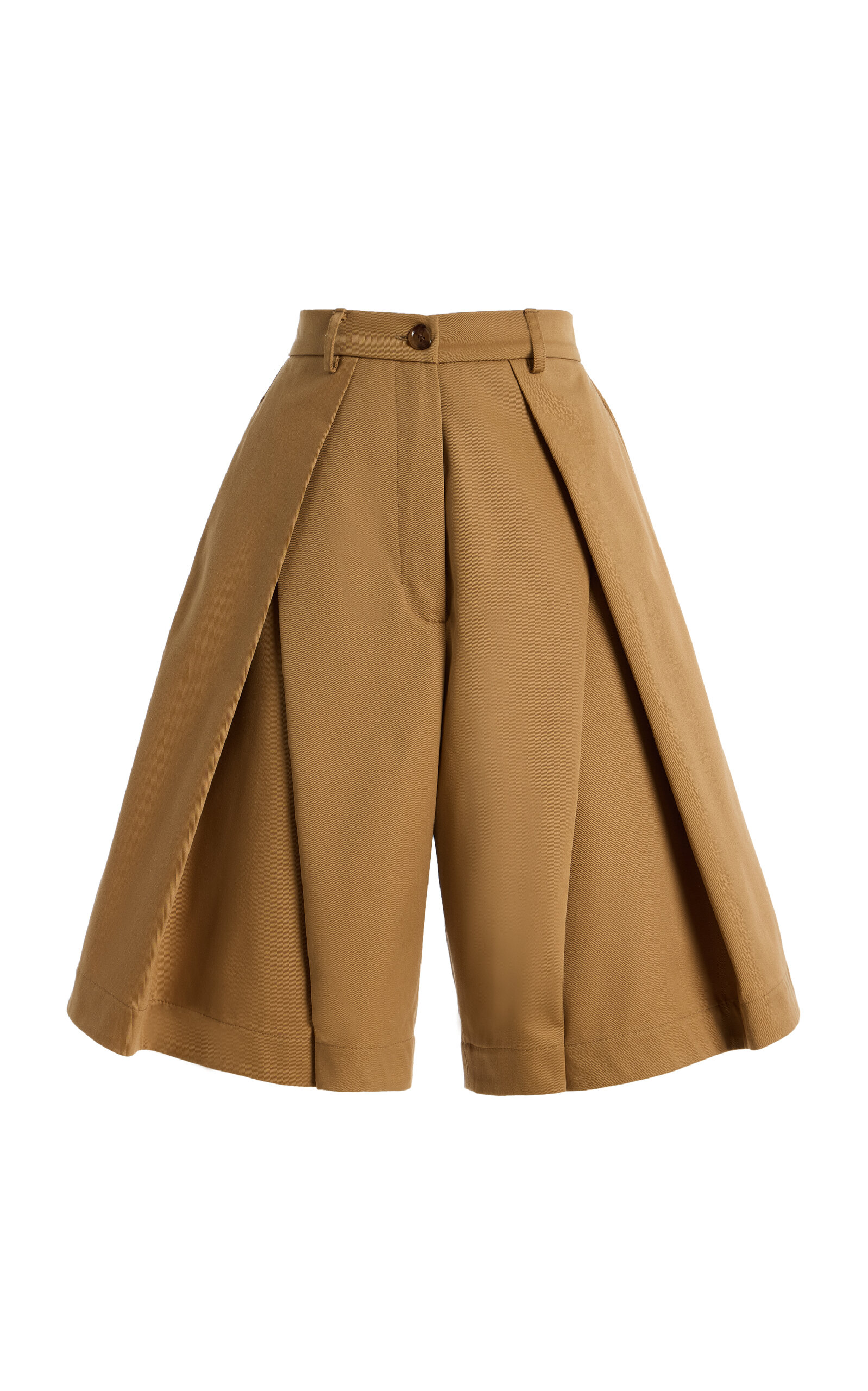Tolu Coker Pleated Cotton Gabardine Shorts - Tan