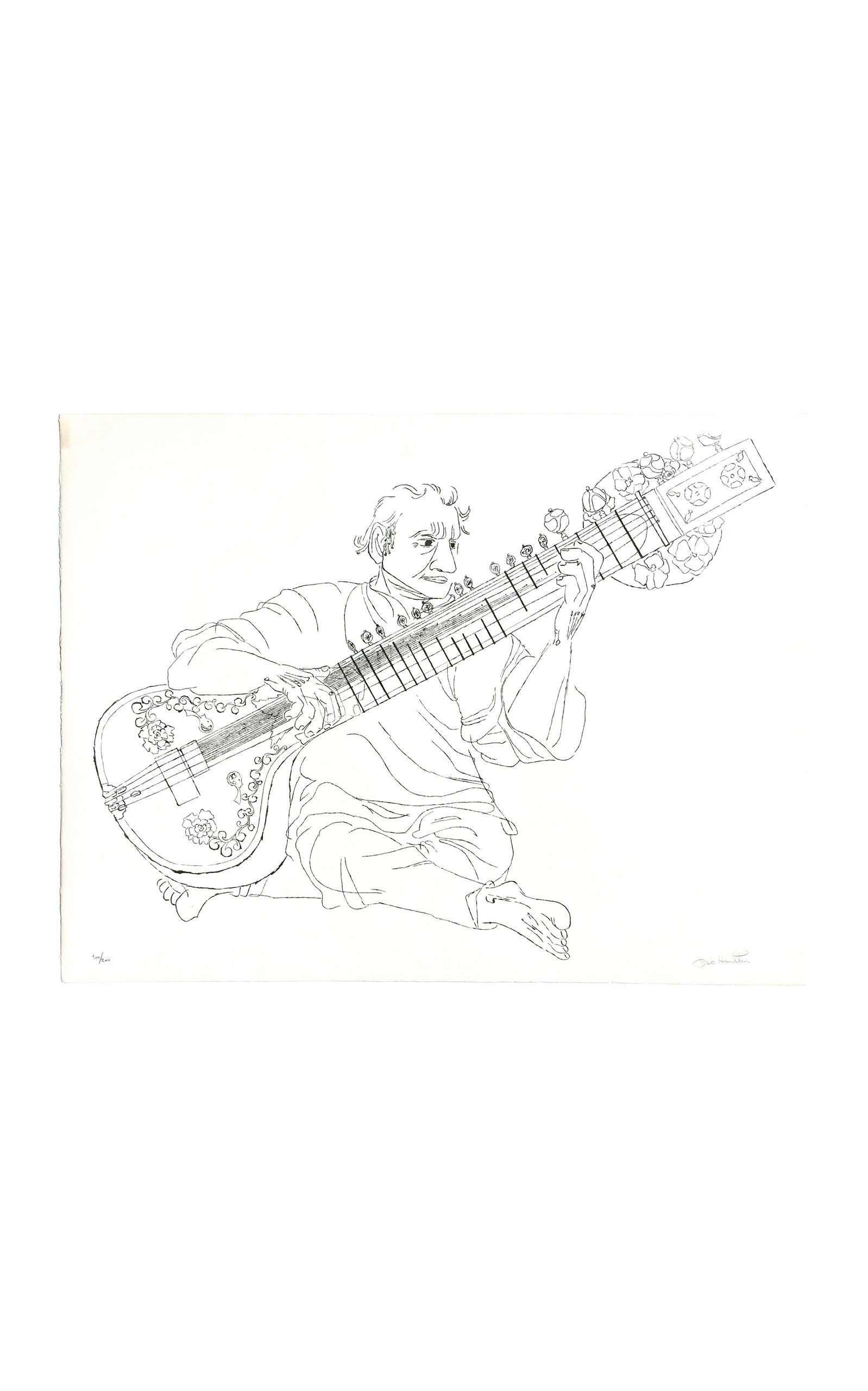Boo-hooray Ravi Shankar (lithograph By Bob Hamilton 1969; Signed And Numbered 100/200) In Multi