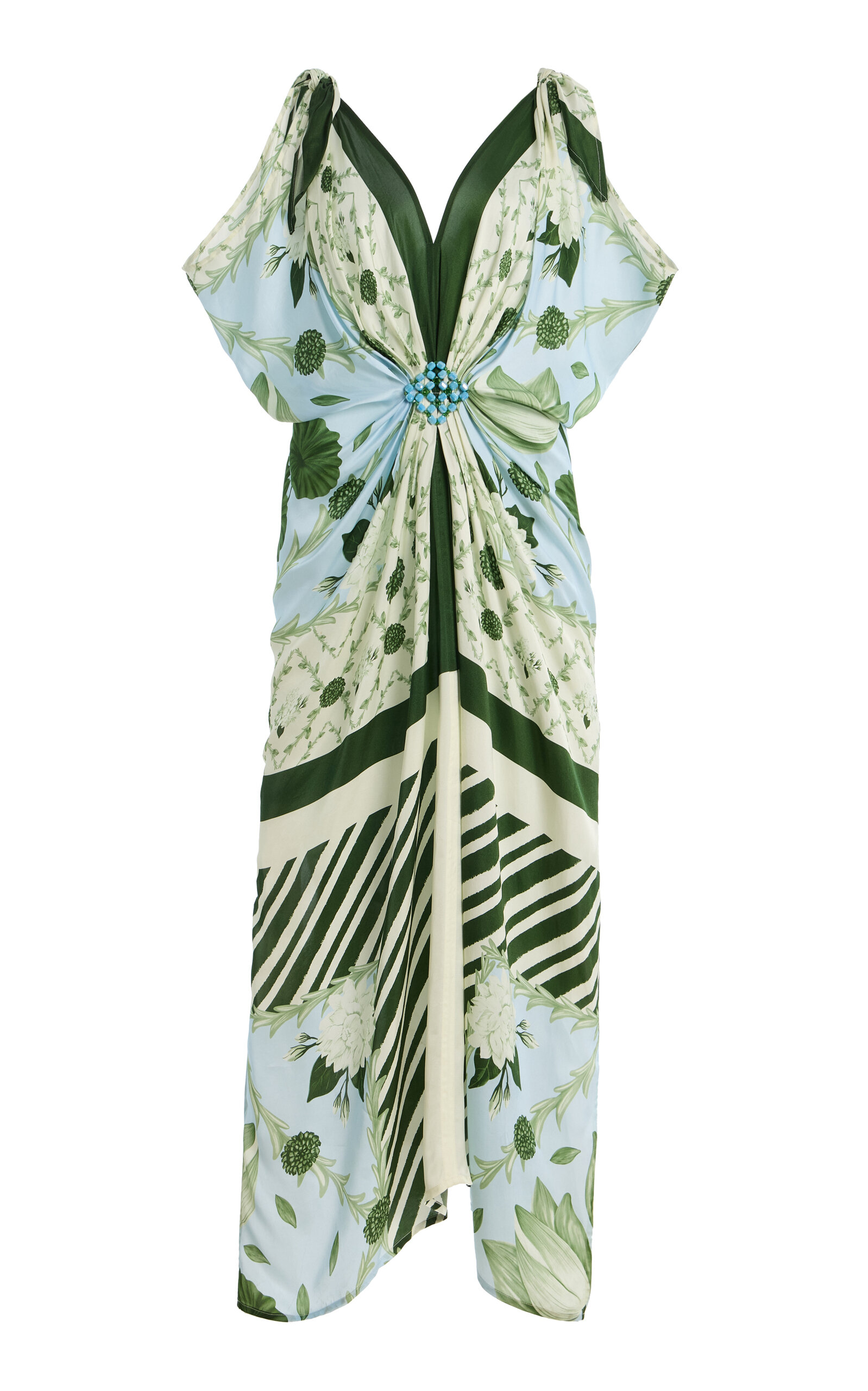 VERANDAH Hand-Knotted Draped Satin Maxi Dress