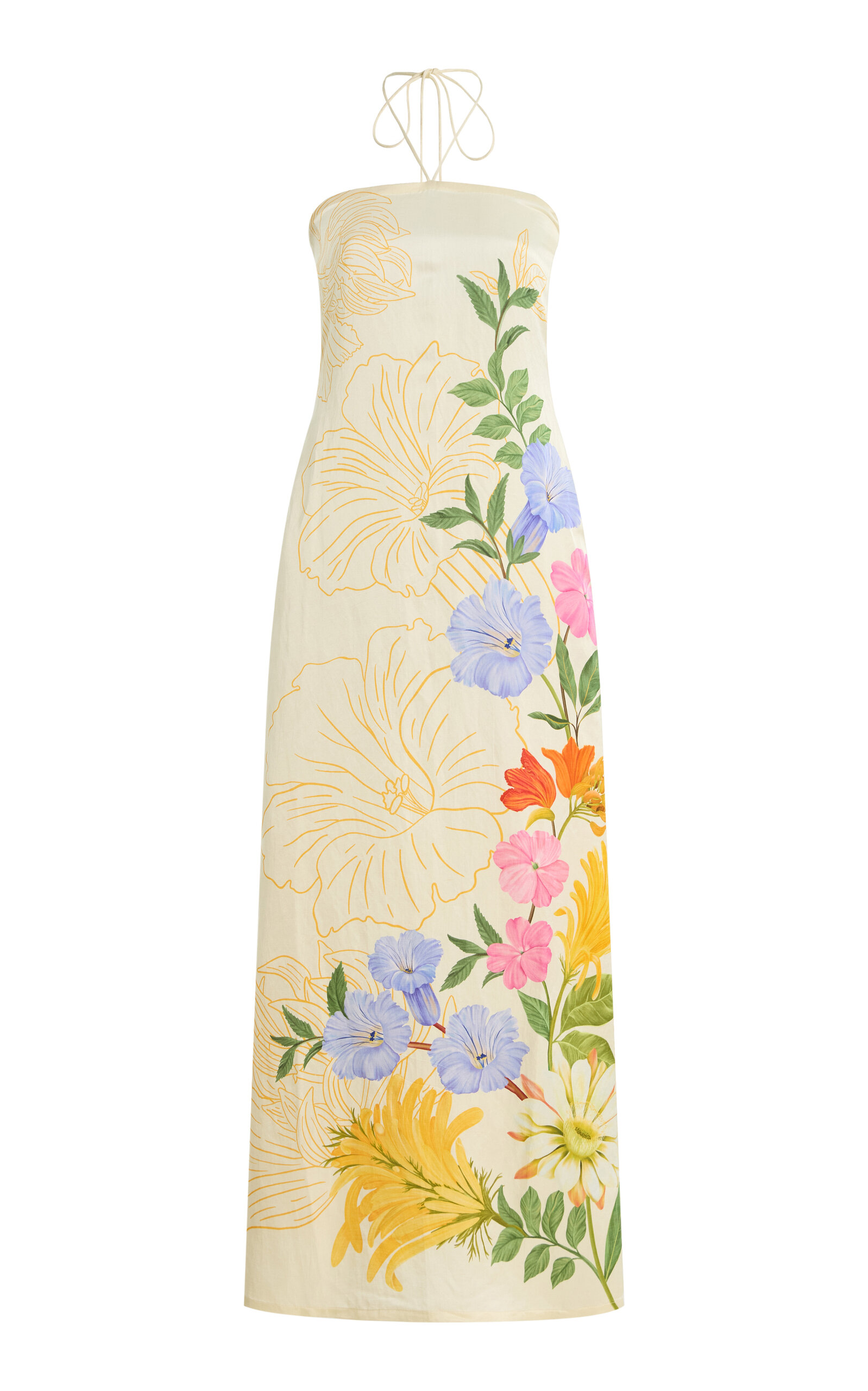 VERANDAH Floral Garden Linen-Satin Dress