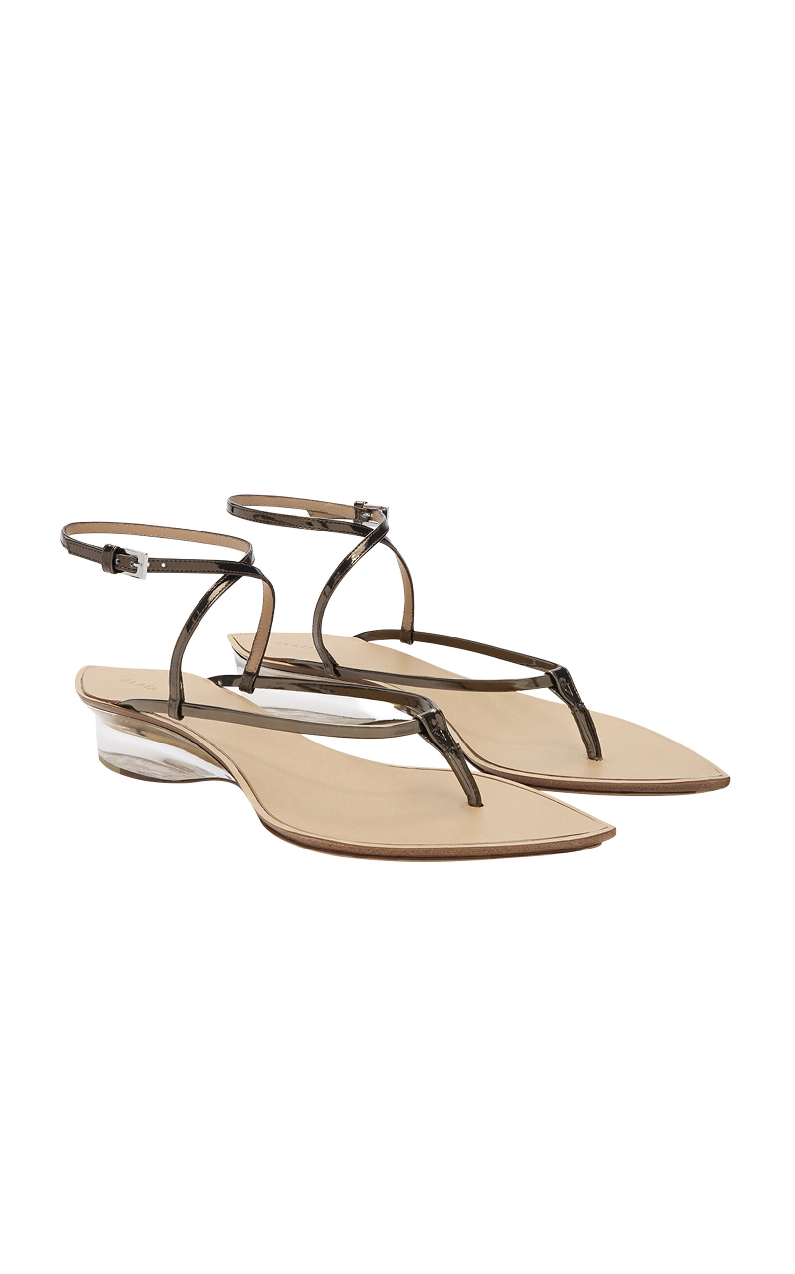 ALAÏA Invisible Leather Thong Sandals