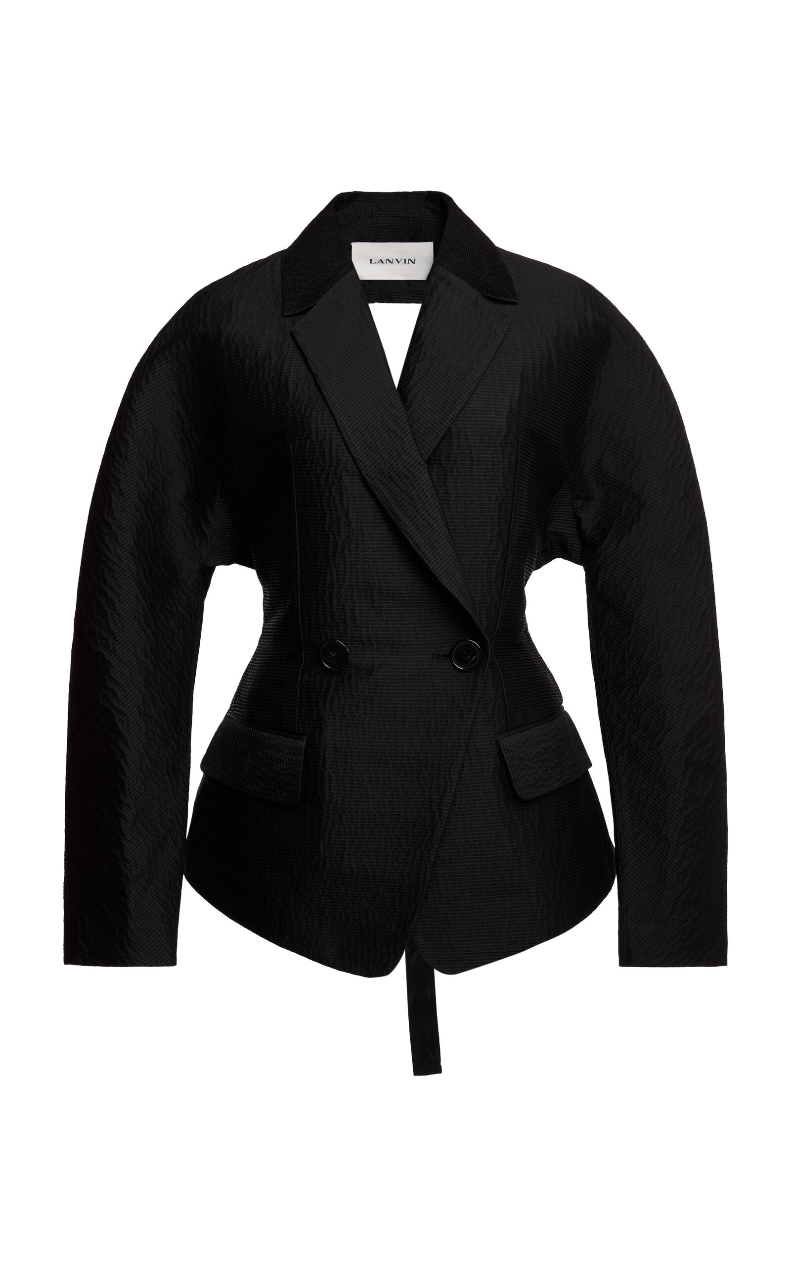 Lanvin Open-back Cotton-silk Strap Blazer In Black