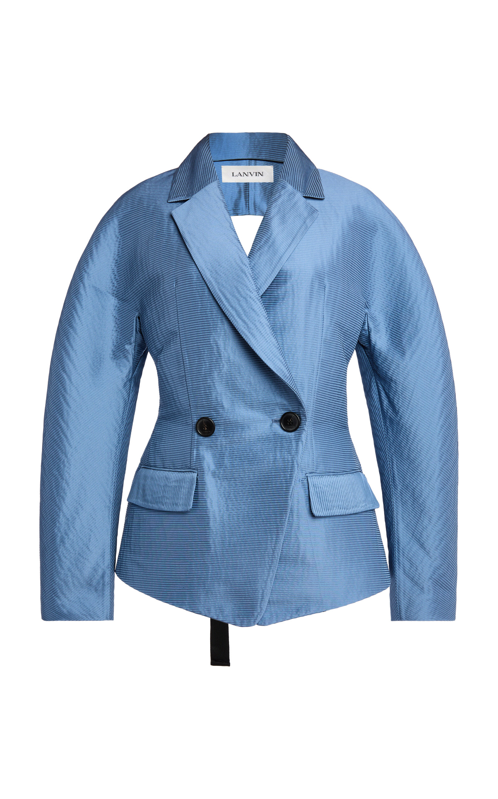 Lanvin Open-back Cotton-silk Strap Blazer In Blue