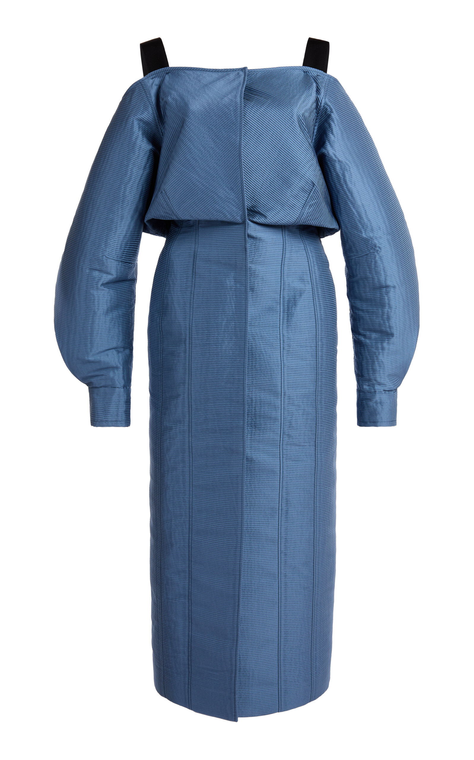 Lanvin Knotted-back Cotton-silk Midi Dress In Blue