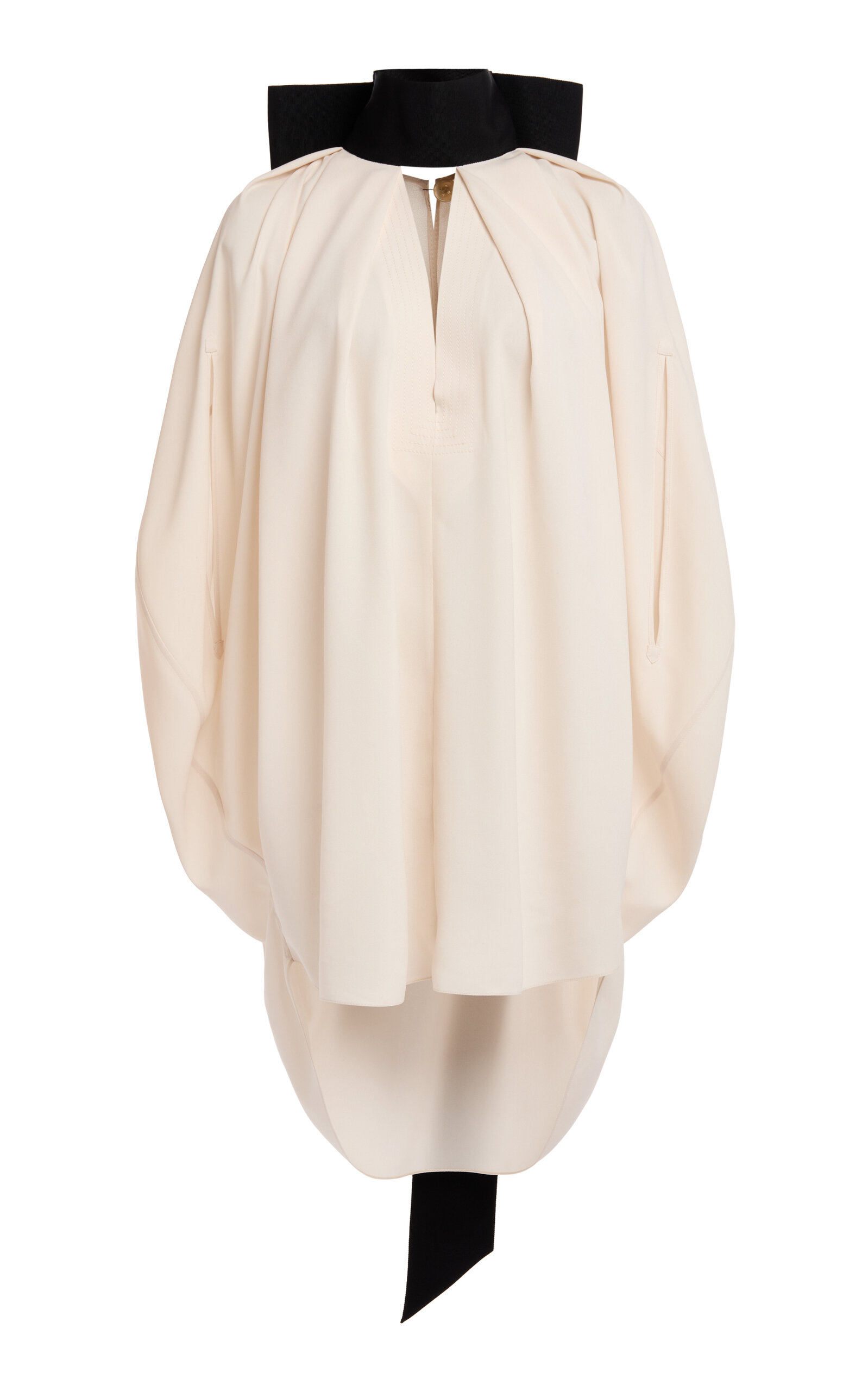 Lanvin Knotted High-neck Cape Top In Brown