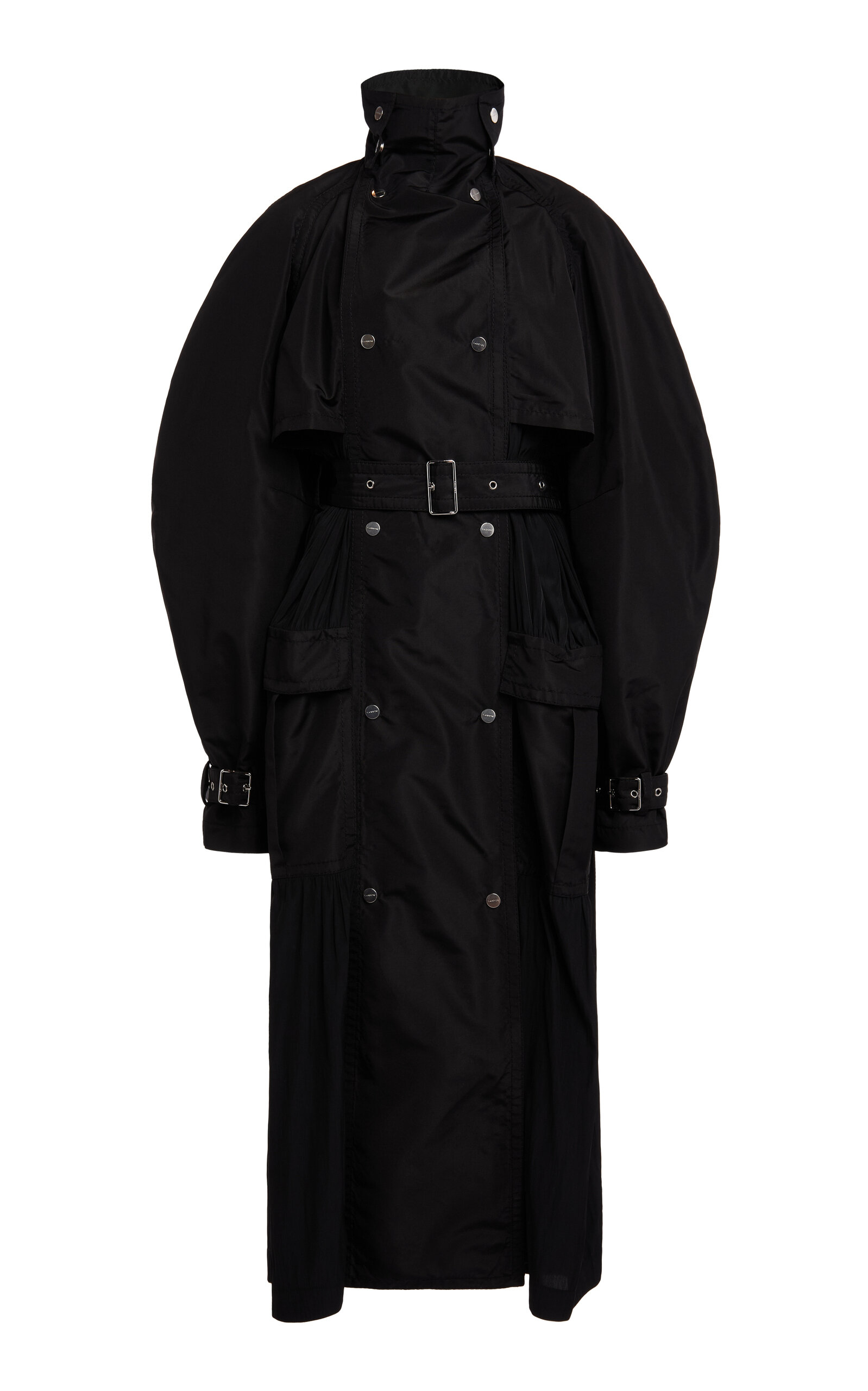 Lanvin Silk-blend Trench Coat In Black