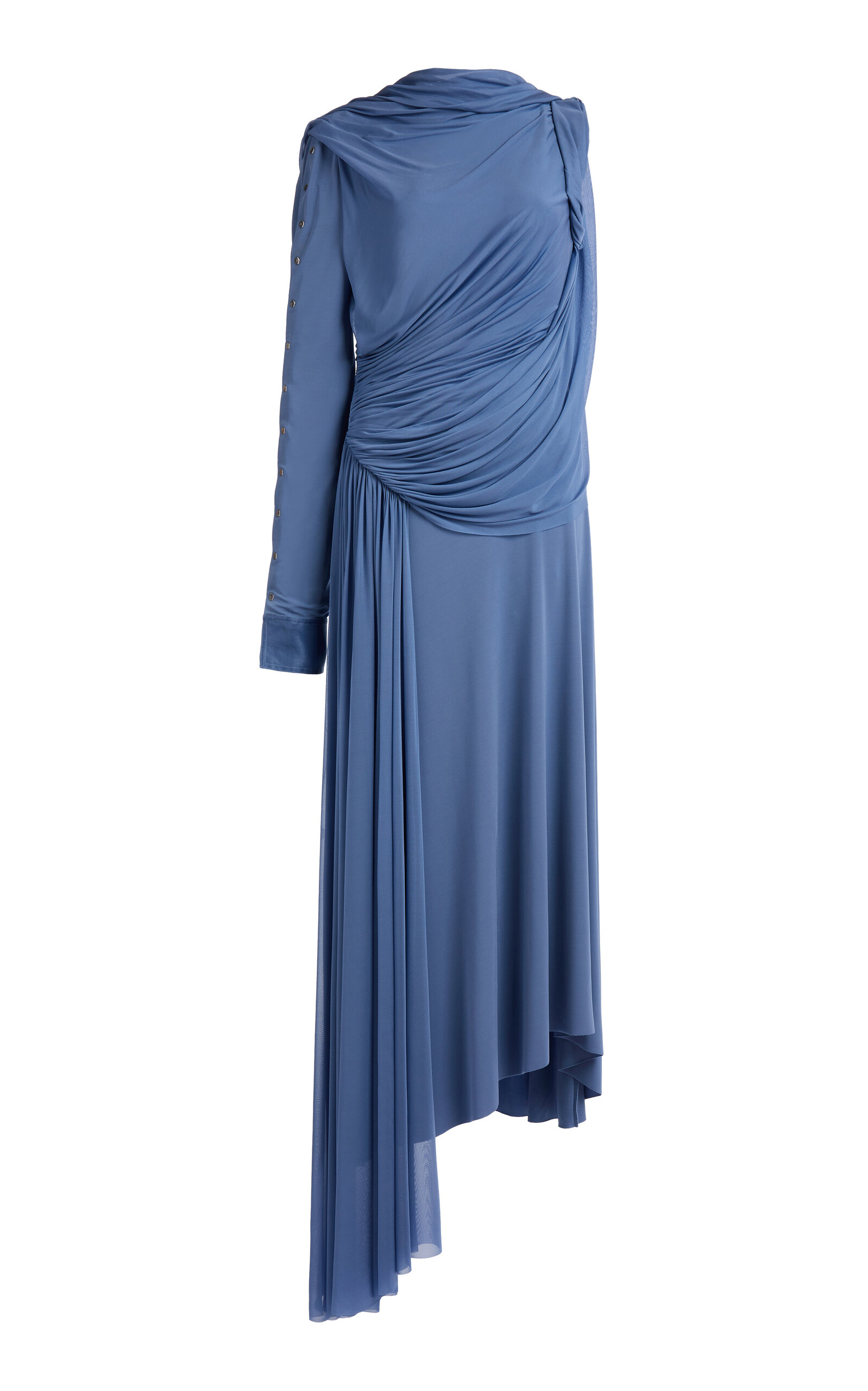 Lanvin Draped Long Dress In Blue