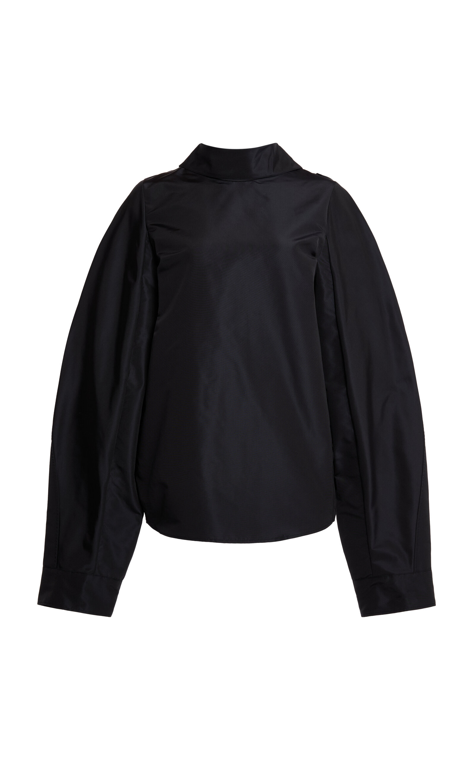 Lanvin Open-back Long-sleeve Silk Top In Black