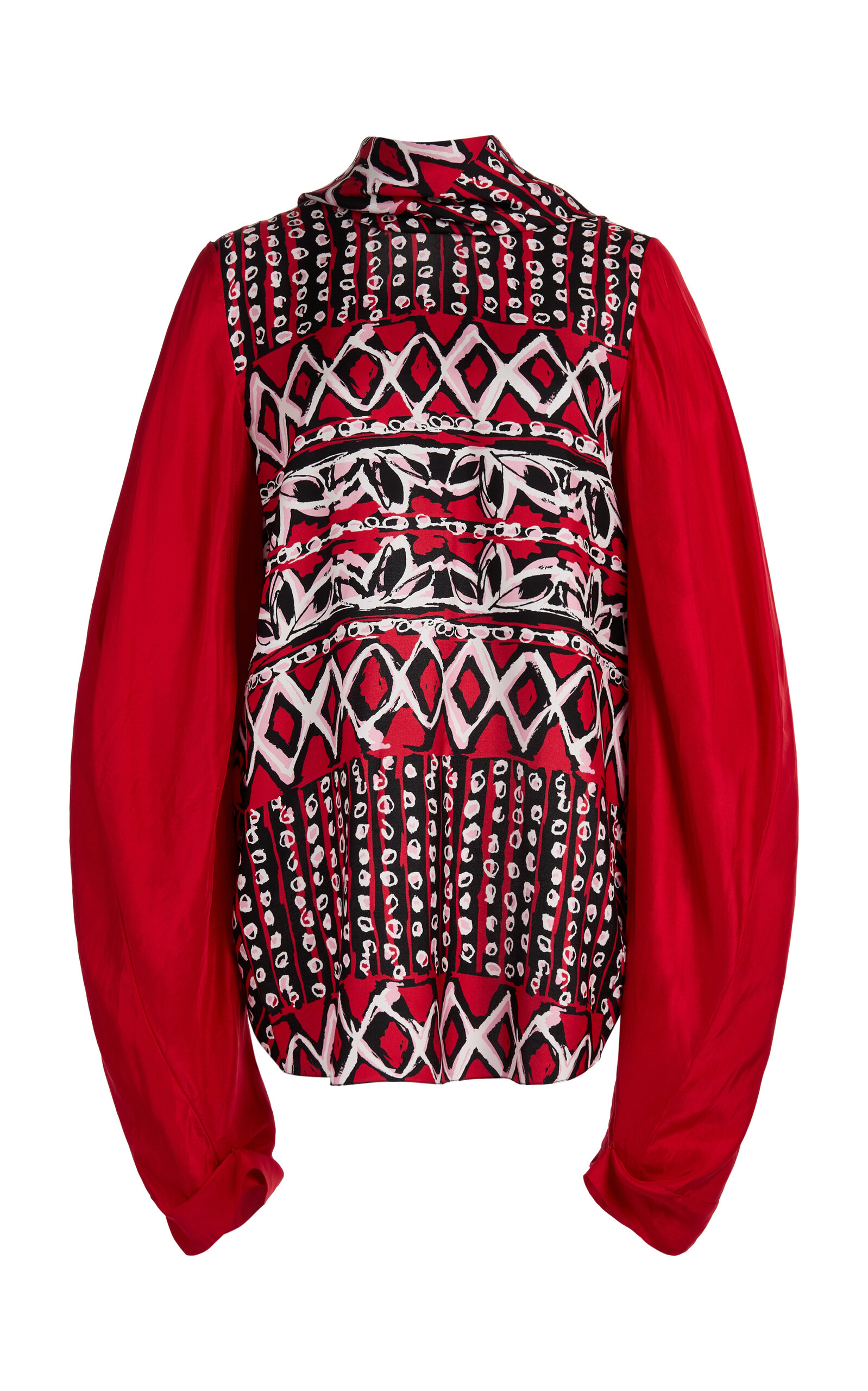 Lanvin Printed Open-back Silk Top In Red