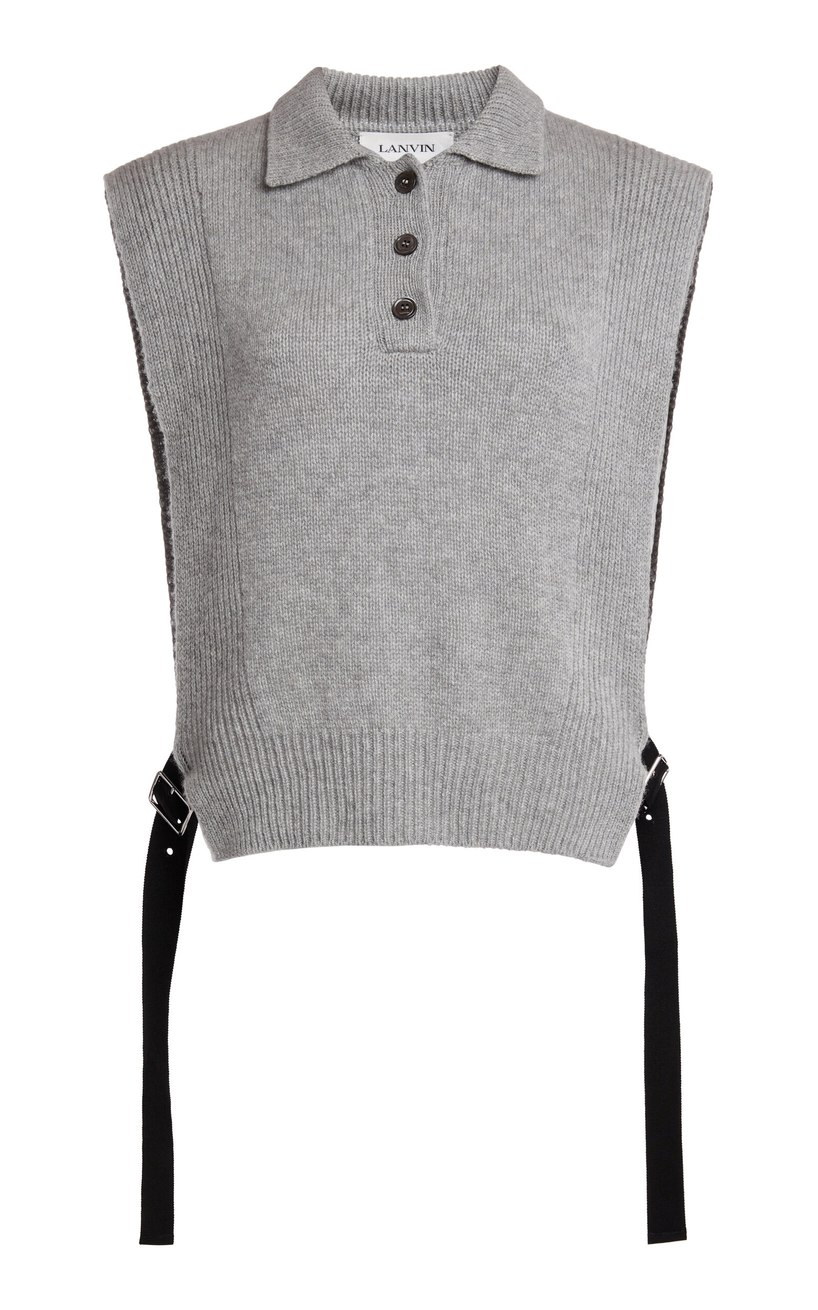 Lanvin Short Sleeveless Cashmere-blend Jumper In Gray