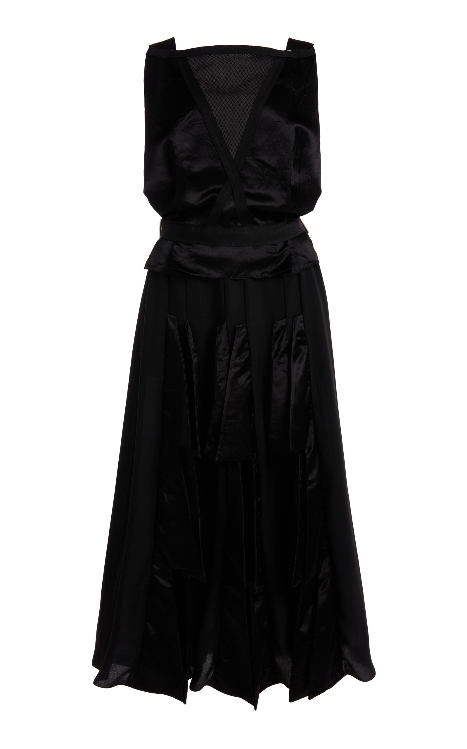 Lanvin Pleated Silk Midi Skirt In Black
