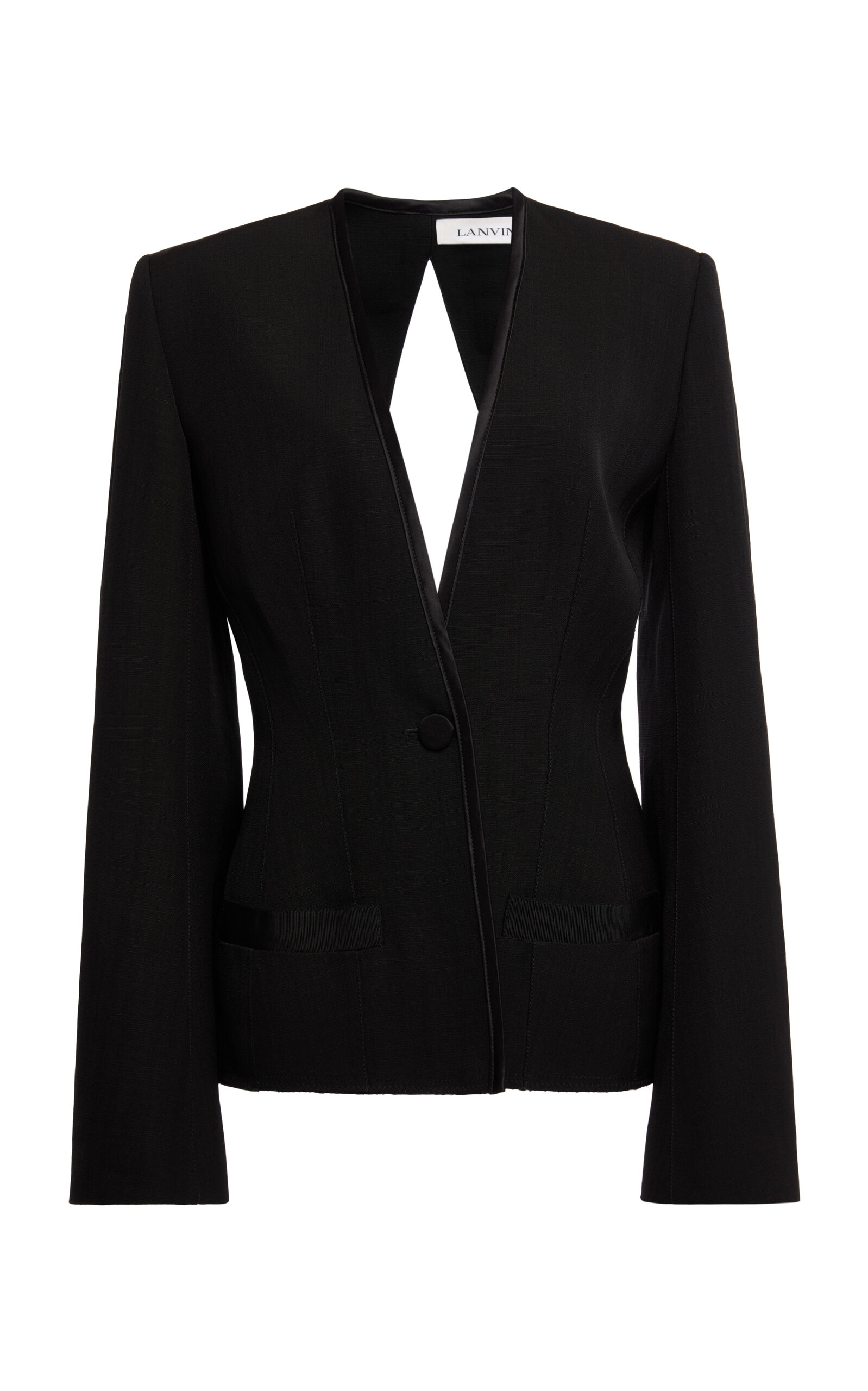 Lanvin Open-back Silk-blend Jacket In Black