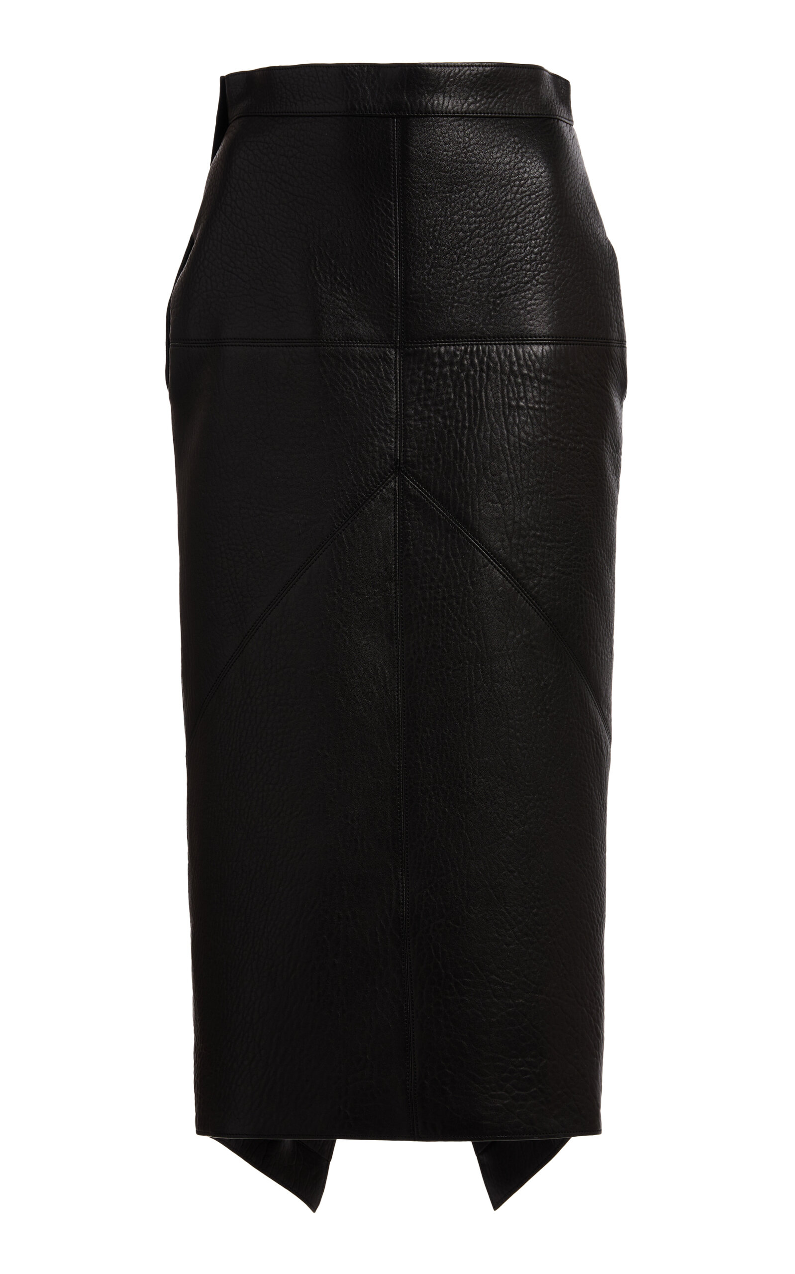 Lanvin Asymmetrical Leather Midi Skirt In Black