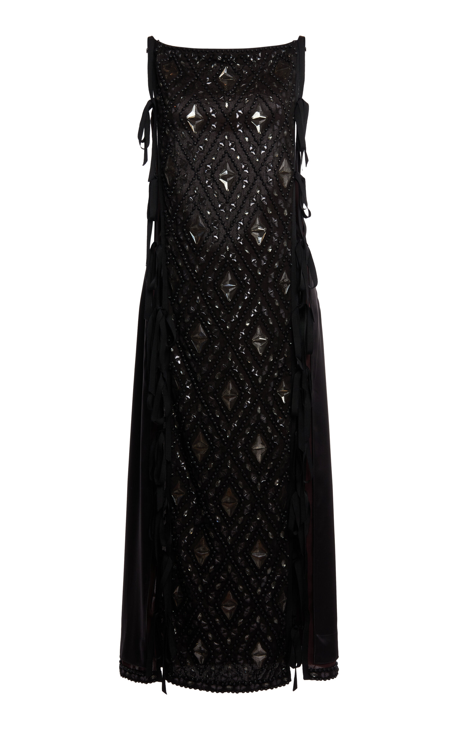 Lanvin Embroidered Knot-detail Midi Dress In Black