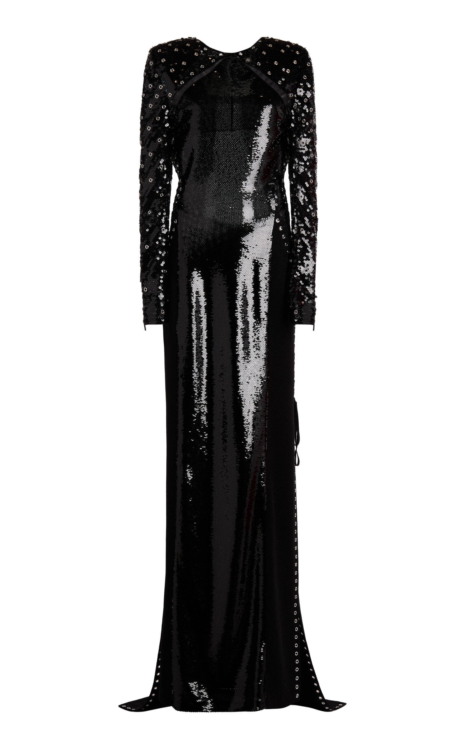Lanvin Open-back Embroidered Gown In Black