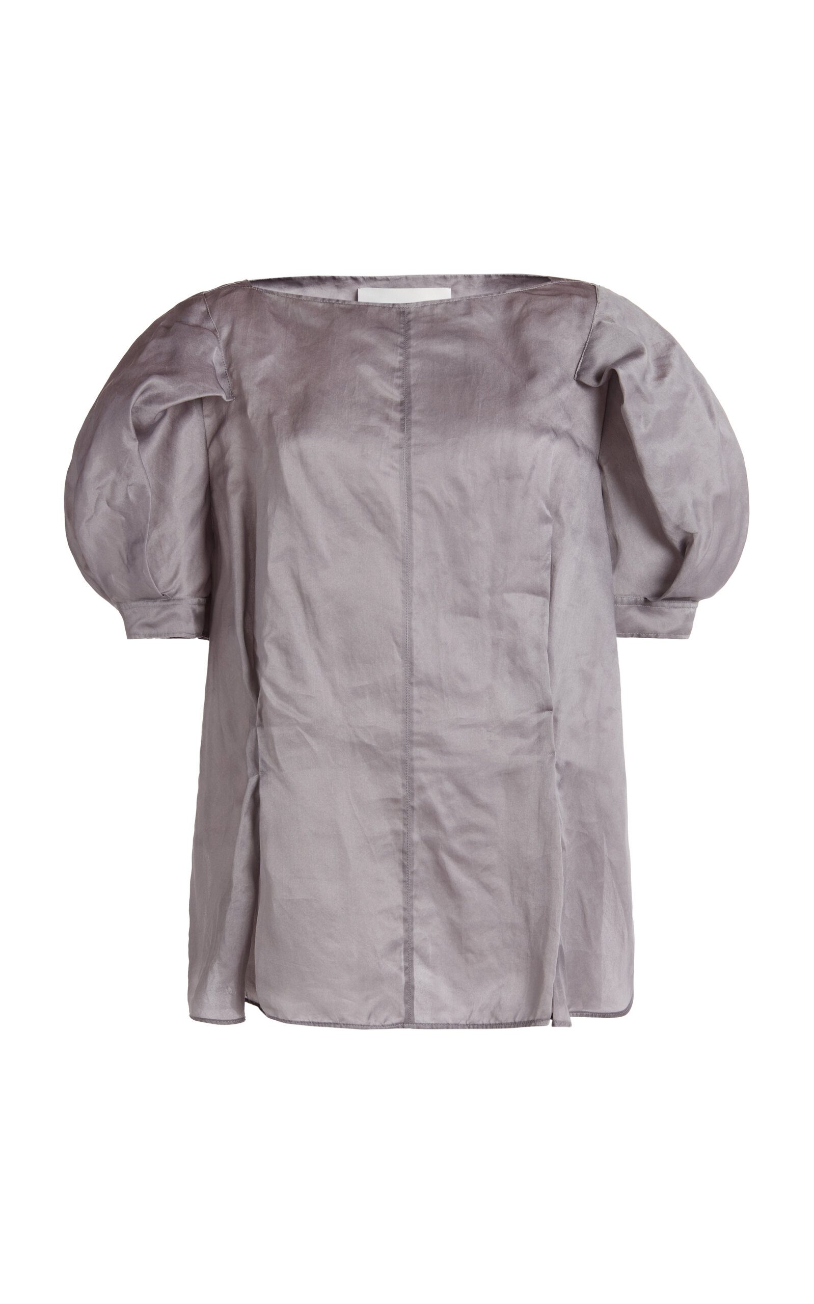 Lanvin Balloon Sleeves Silk Top In Gray