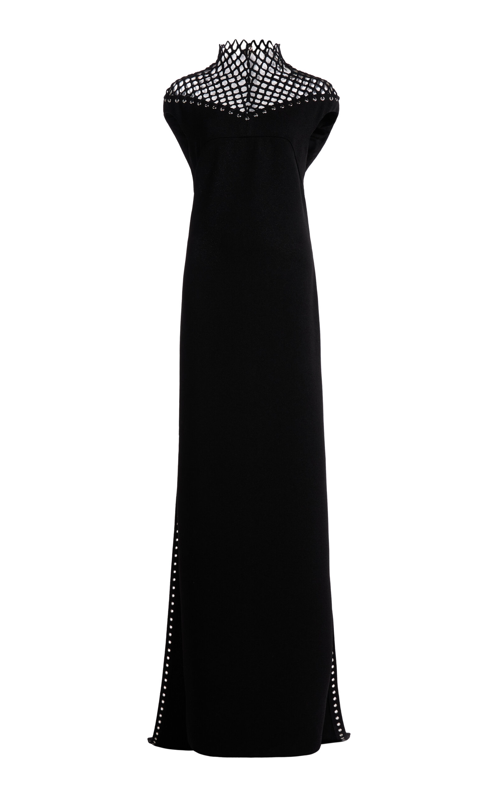 Lanvin Fishnet Neck Gown In Black