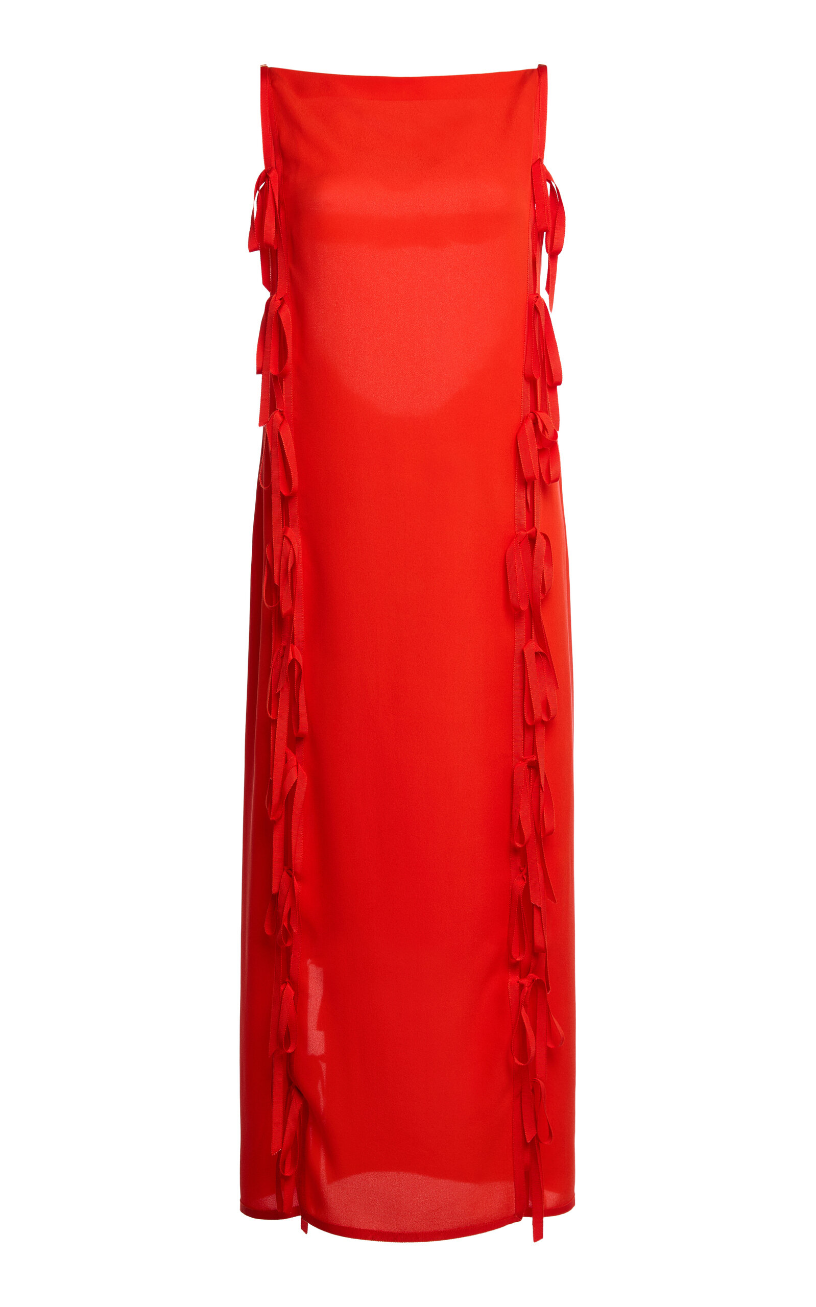 Lanvin Knot-detail Silk Midi Dress In Neutral