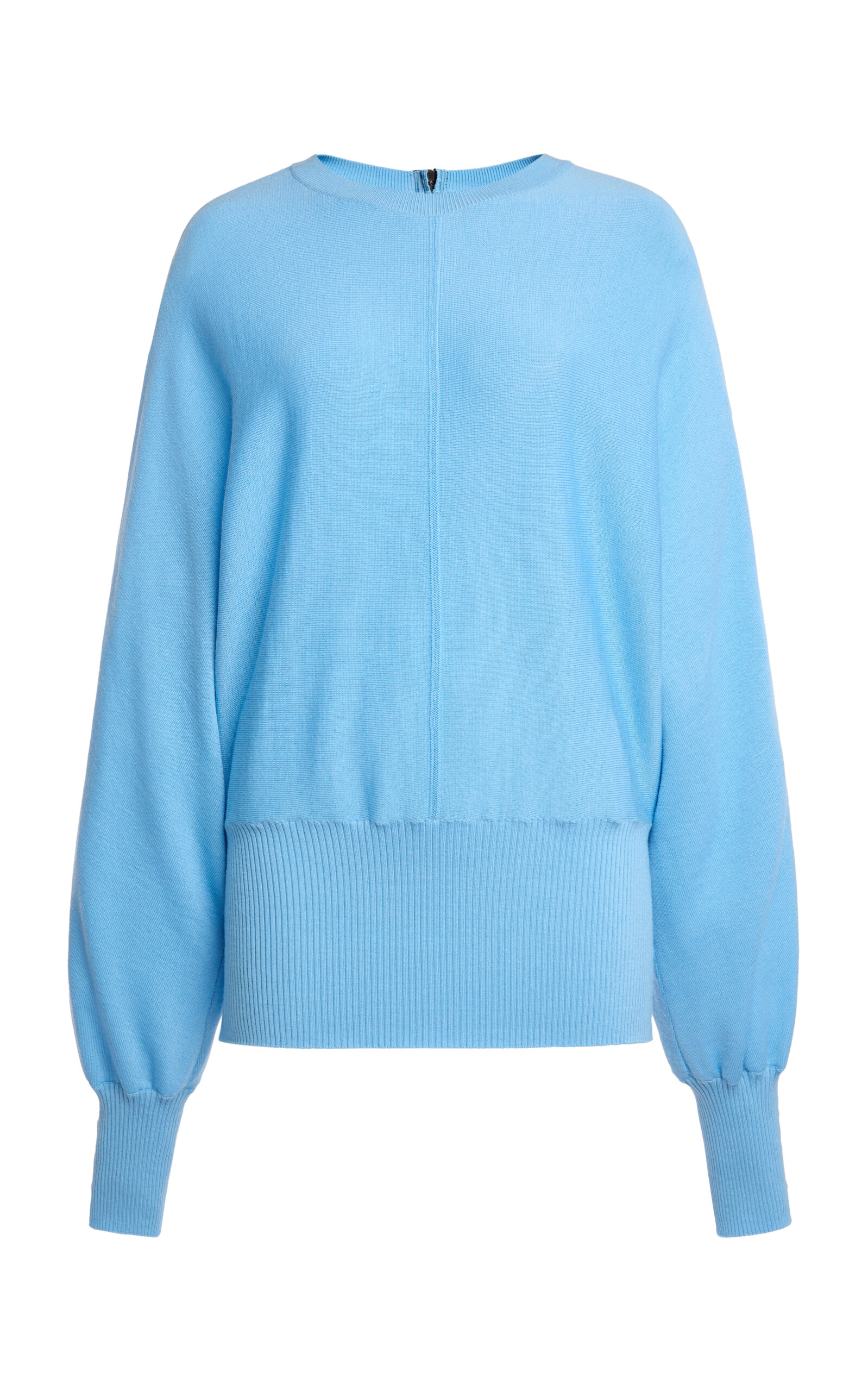Lanvin Fitted Silk-blend Jumper In Blue