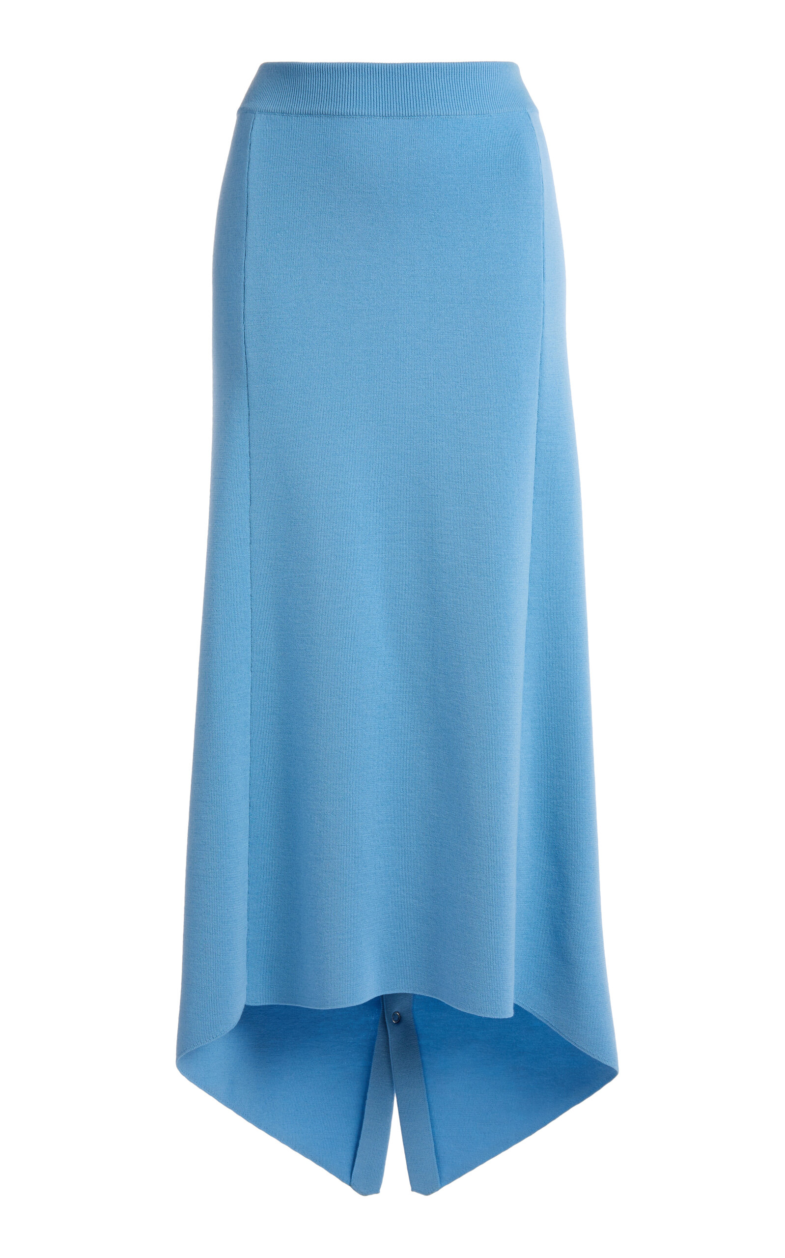Lanvin Knitted Silk-blend Midi Skirt In Blue