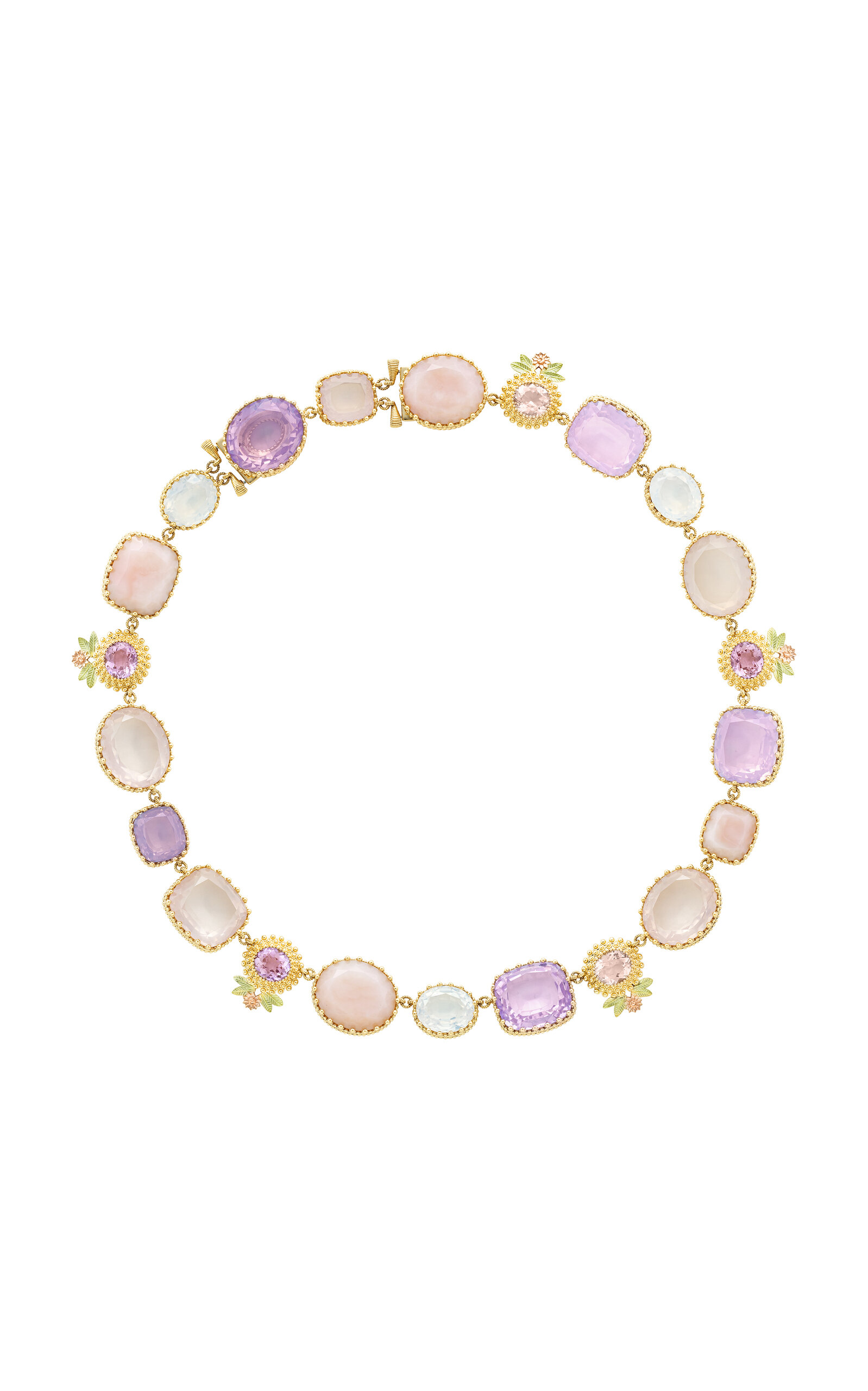 Maison Mellerio Pierreries Rose 18k Yellow Gold Multi-stone Necklace In Pink