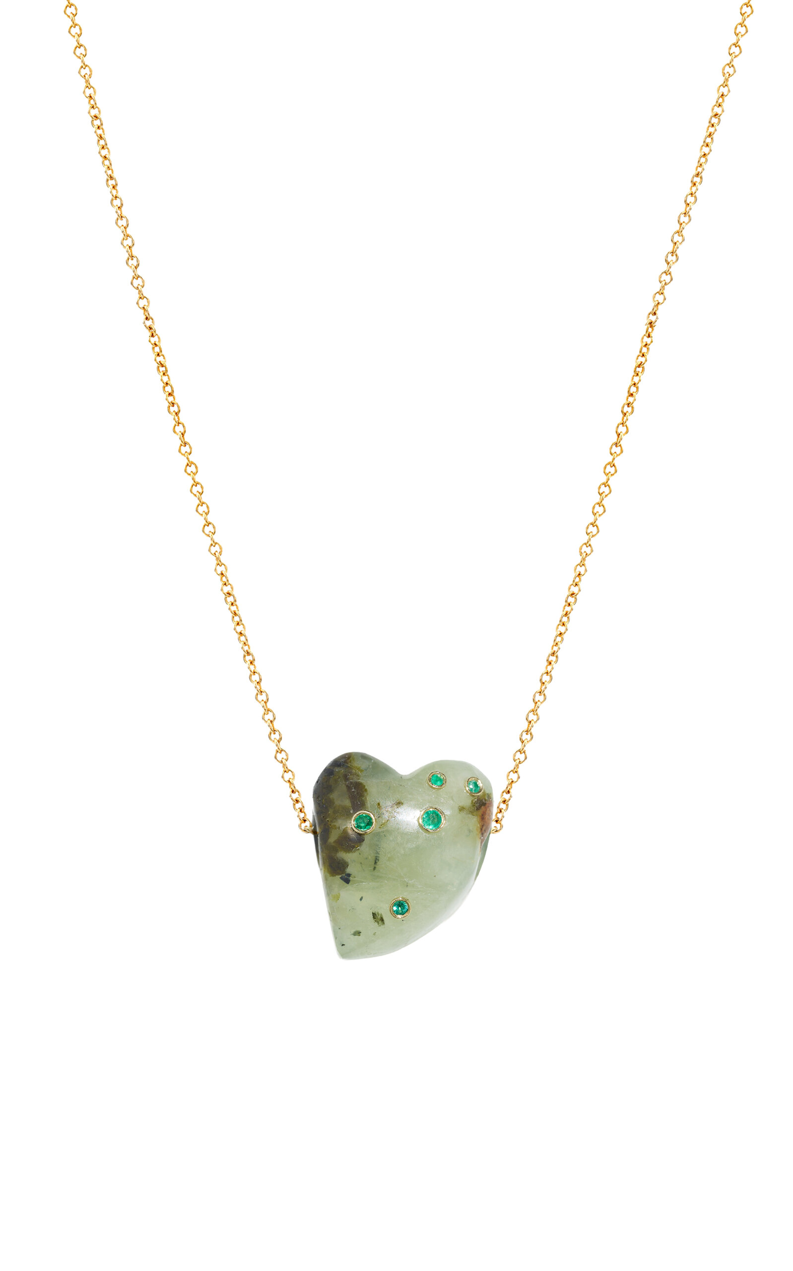 Bleecker & Prince - Freedom 14K Gold Prenite; Emerald Charm - Green - OS - Moda Operandi - Gifts For Her