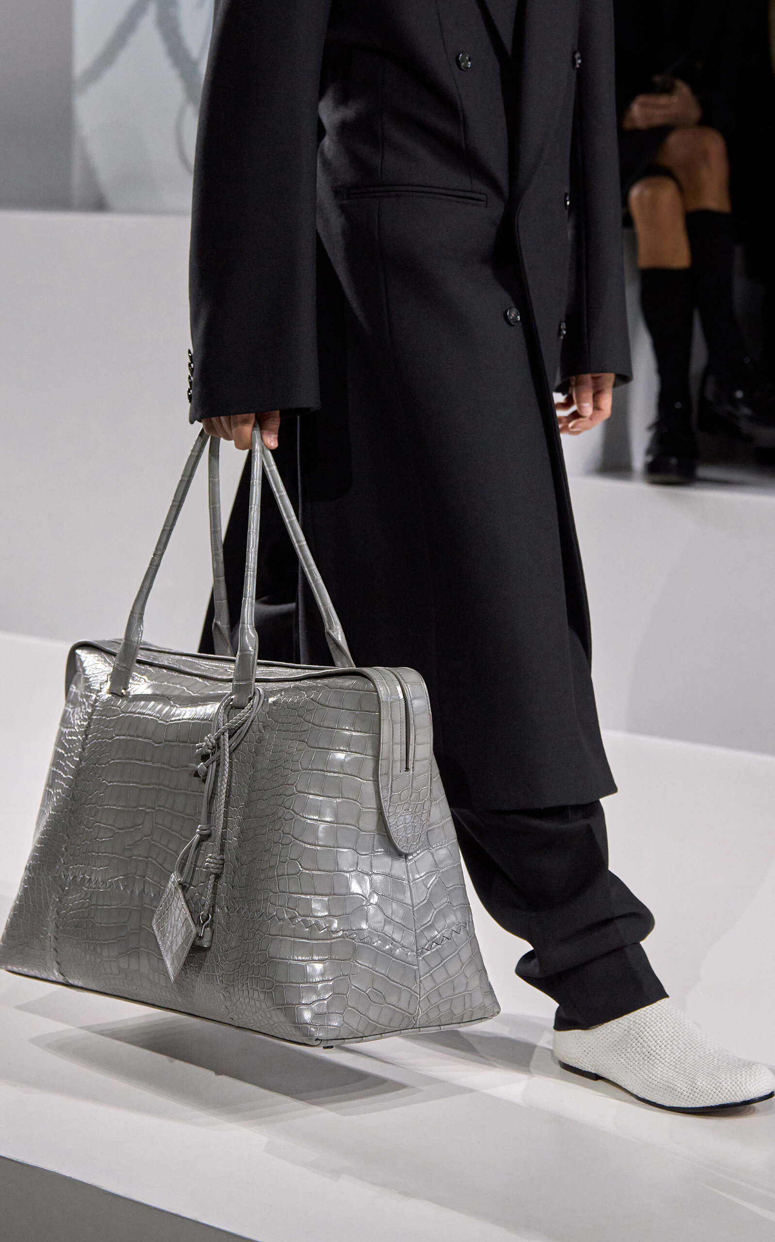 Bottega Veneta Large Alligator Weekender - Silver - OS