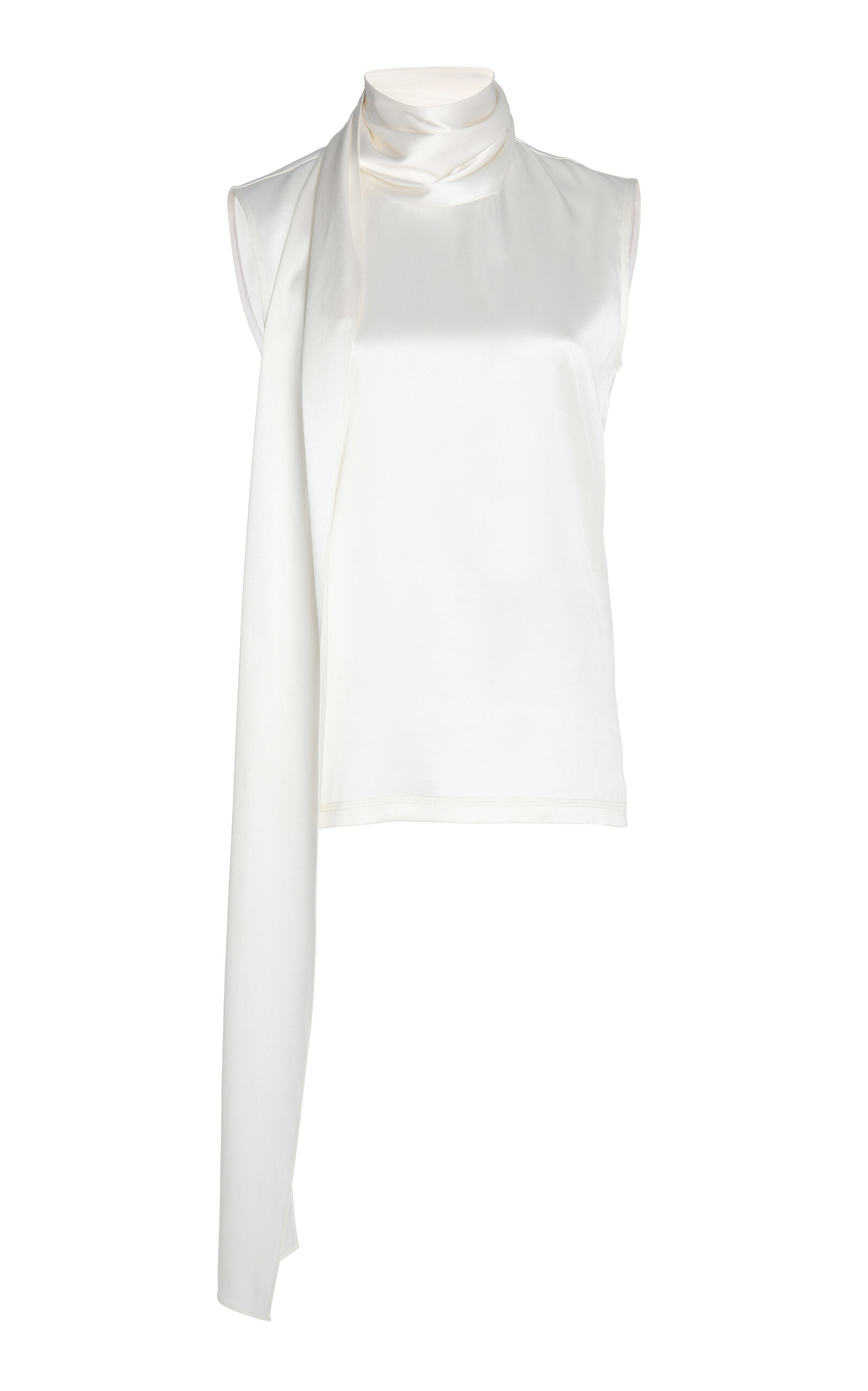 Bottega Veneta Scarf-Neck Stretch Silk Satin Top