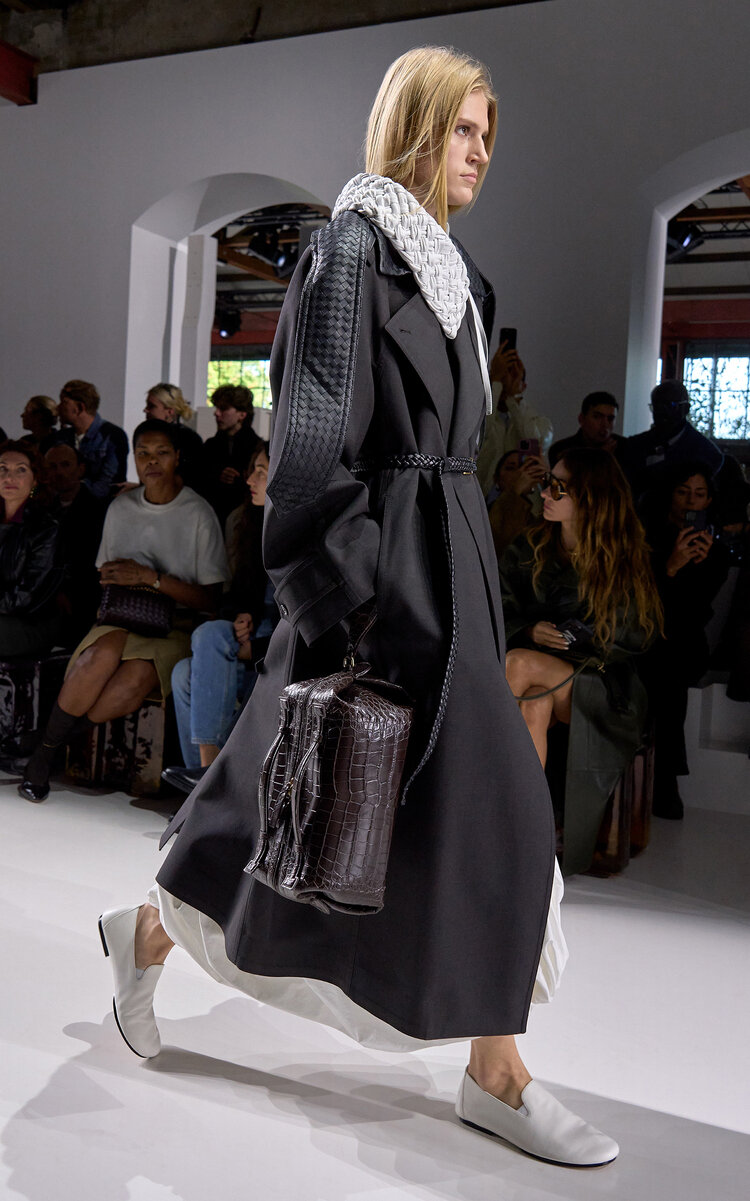 Bottega Veneta Belted Wool Cotton Trench Coat - Brown