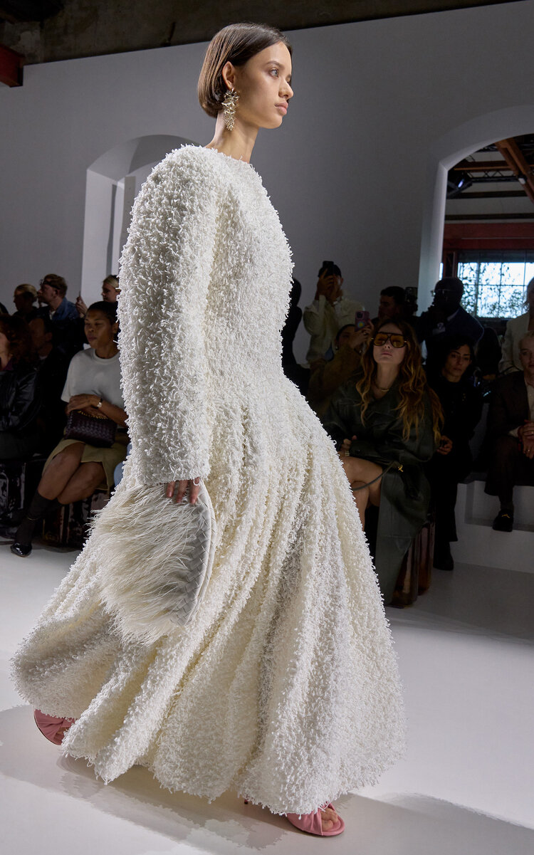 Bottega Veneta Fil Coupé Cotton Bouclé Maxi Dress - Ivory