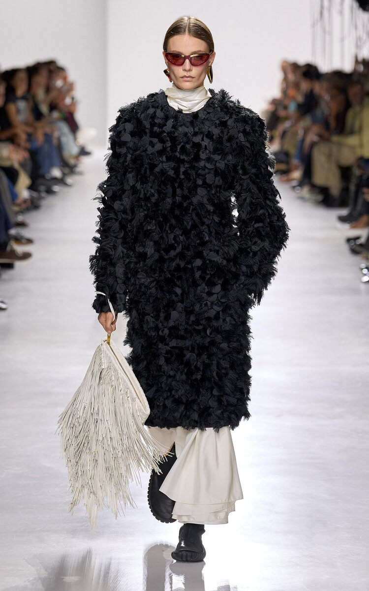 Bottega Veneta Long-Sleeve Stretch Silk Satin Top - White