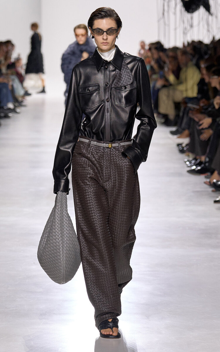 Bottega Veneta Patch-pocketed Nappa Leather Shirt In Black