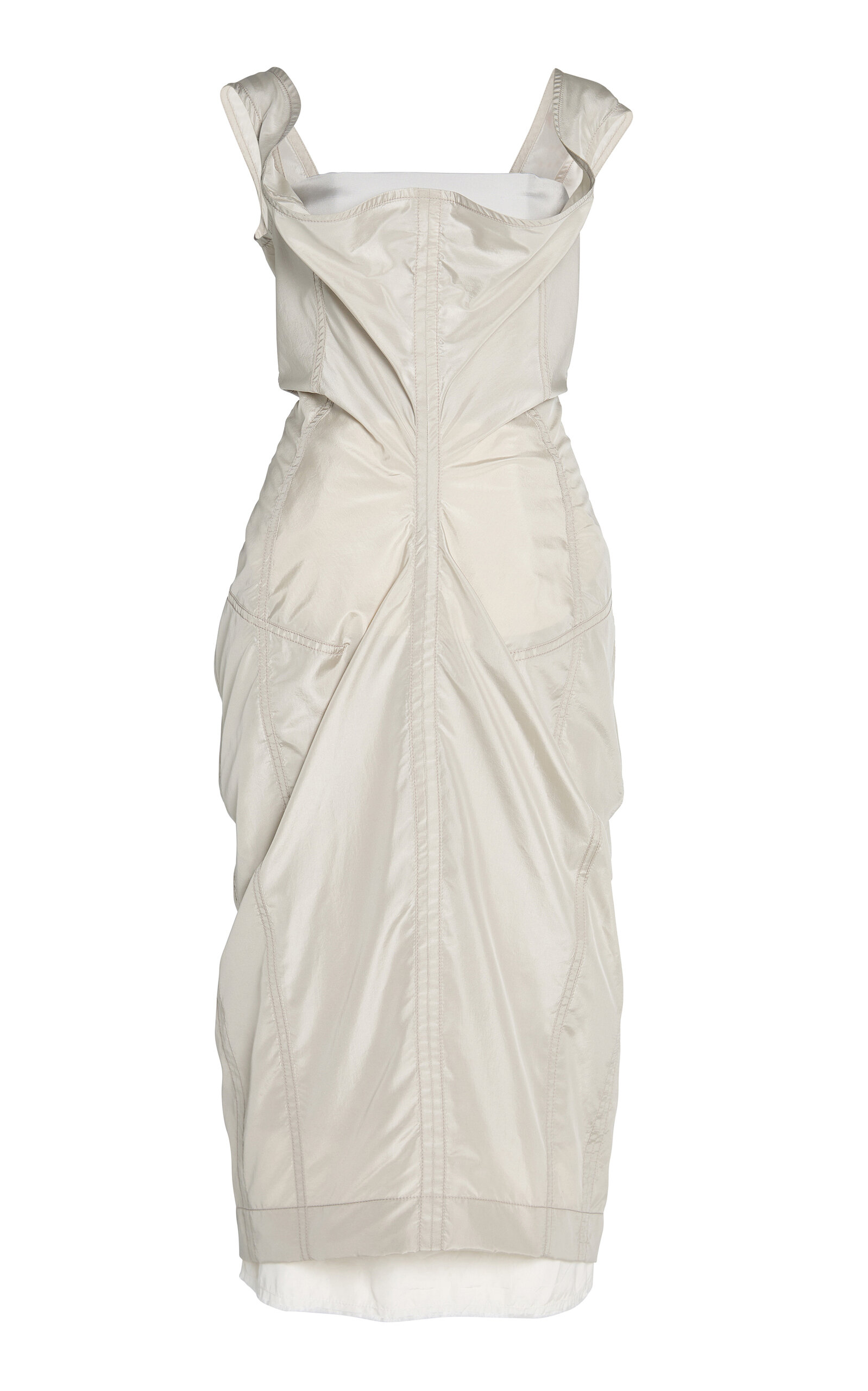 Bottega Veneta Draped Washed Silk Taffeta Midi Dress