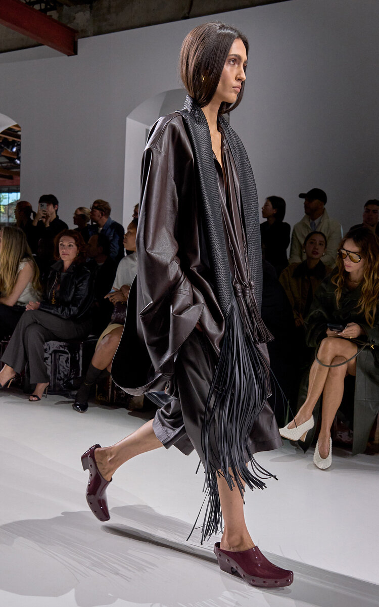 Bottega Veneta Tassel-detailed Nappa Leather Midi Dress In Brown