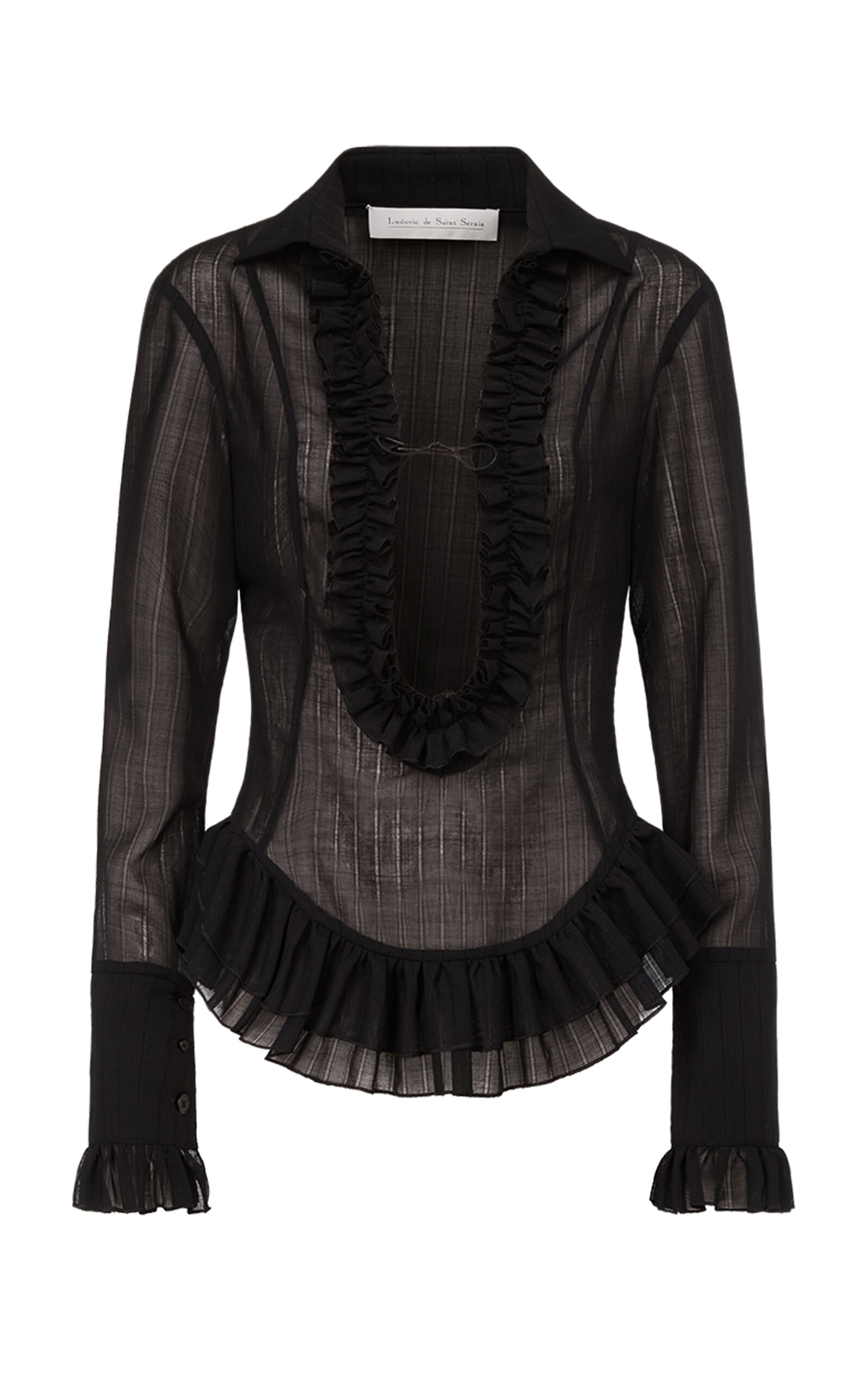 Ludovic De Saint Sernin Duchesse Plunging Neckline Top In Black