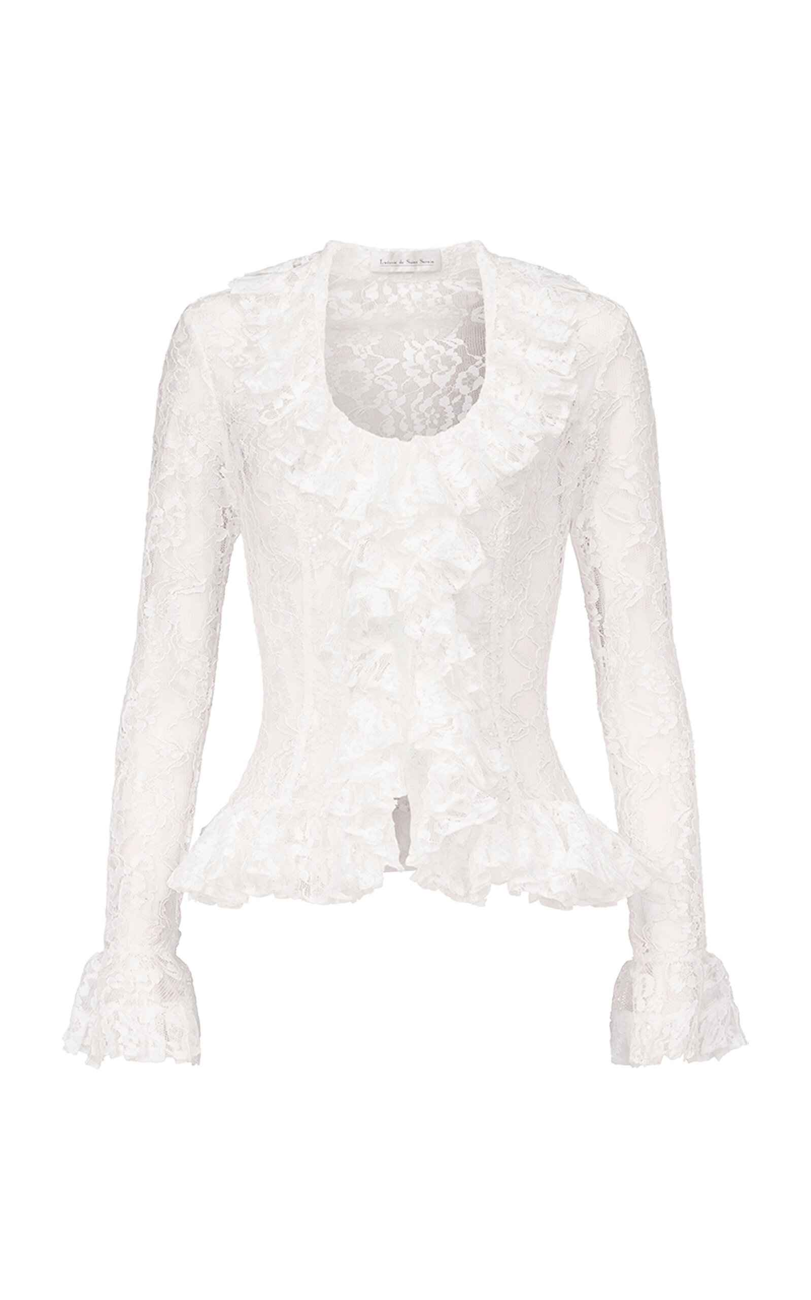 Ludovic De Saint Sernin Ruffle-trimmed Guipure Lace Top In White