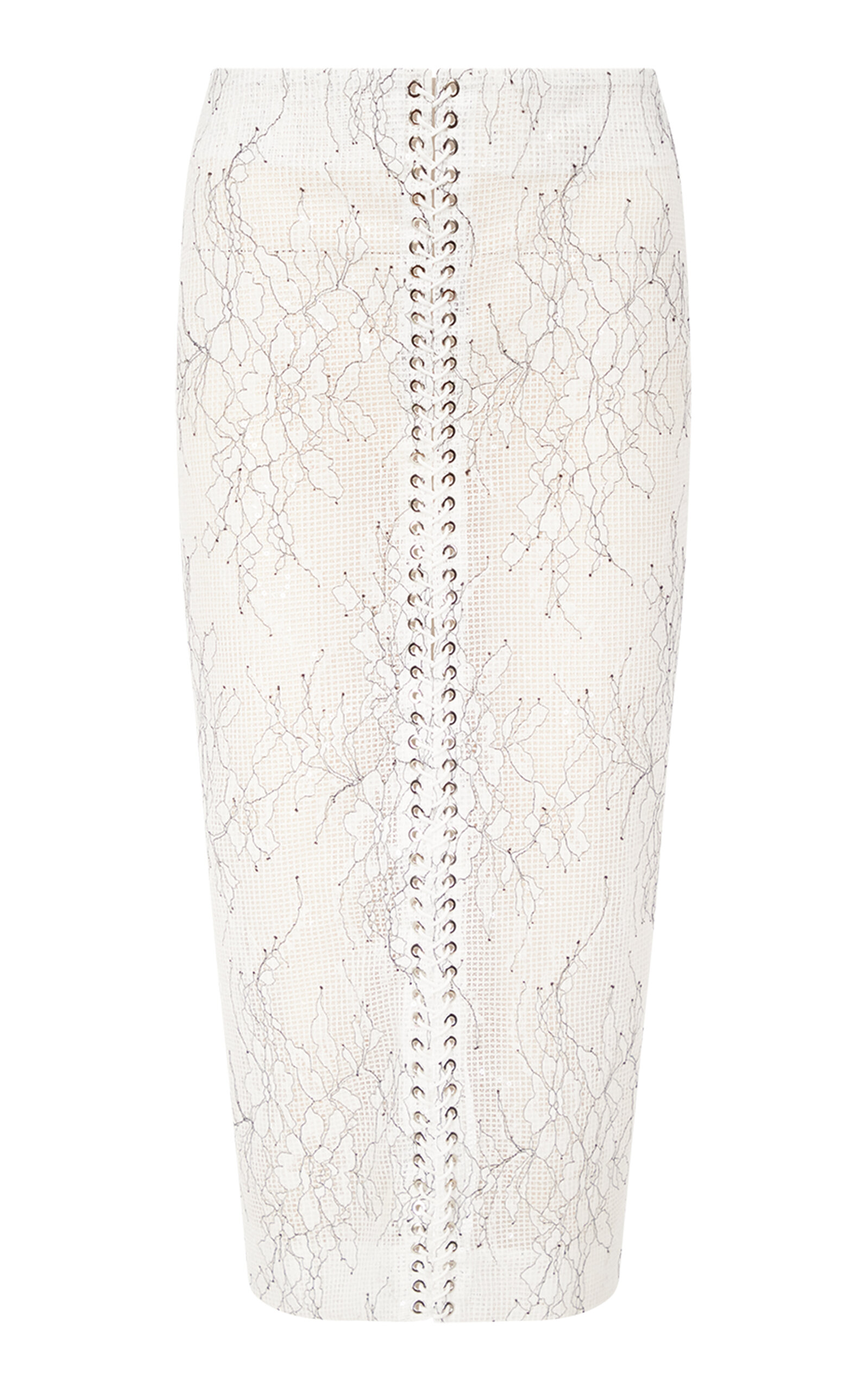 Ludovic De Saint Sernin Grommet-detailed Lace Pencil Skirt In White