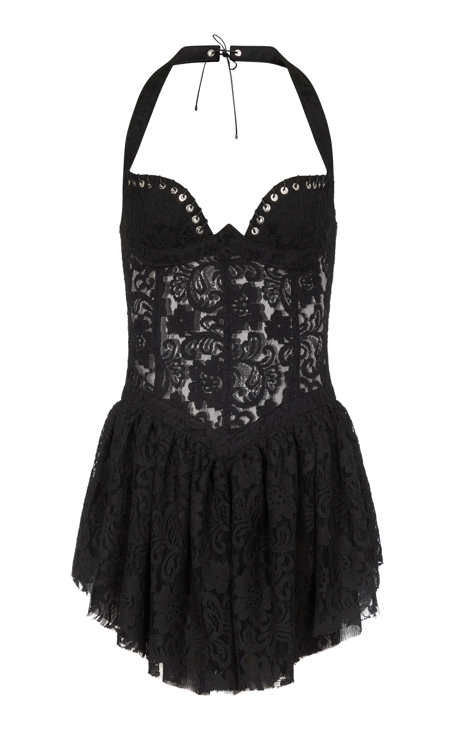 Ludovic De Saint Sernin Lili Guipure Lace Mini Dress In Black