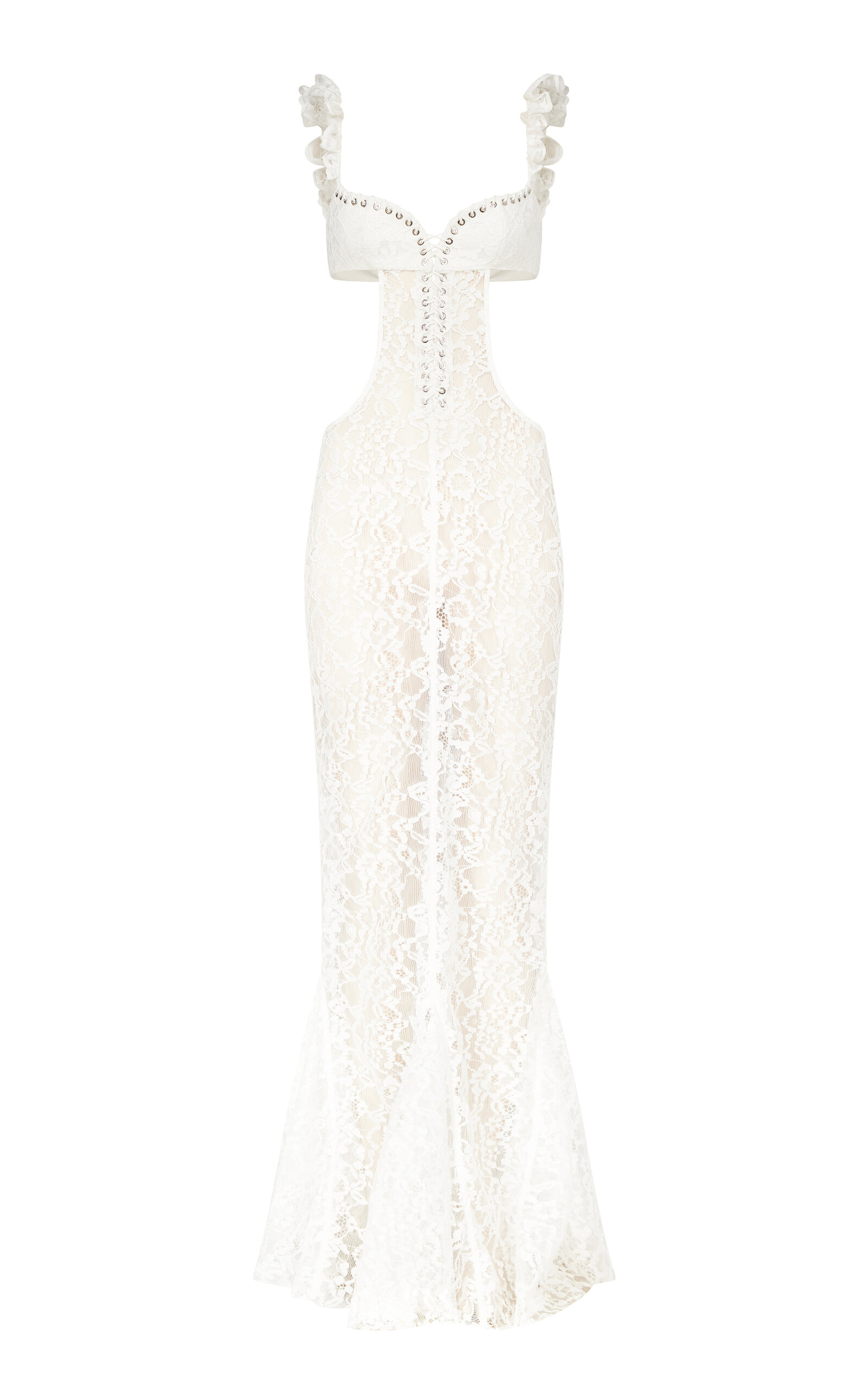 Ludovic De Saint Sernin Chloe Cutout Guipure Lace Gown In White