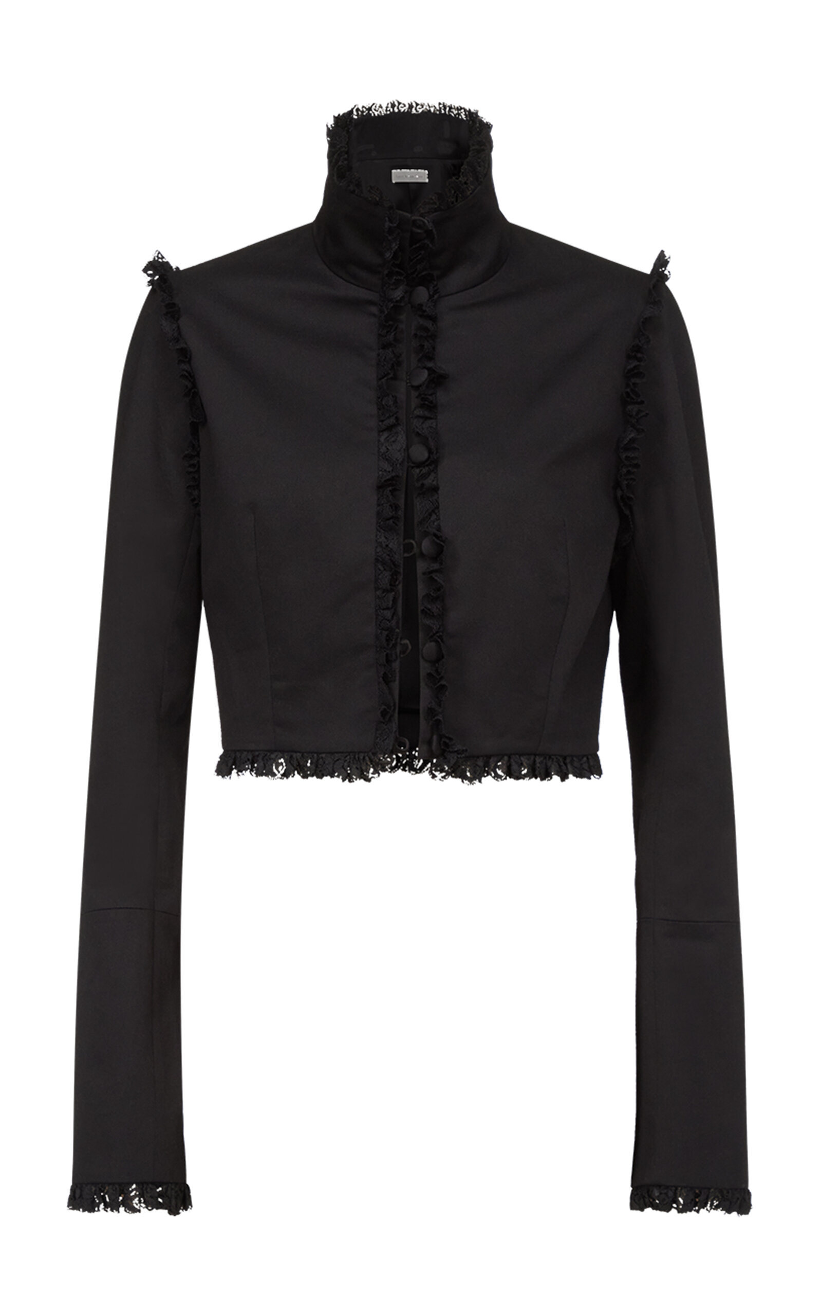 Ludovic De Saint Sernin Odile Lace-trimmed Jacket In Black