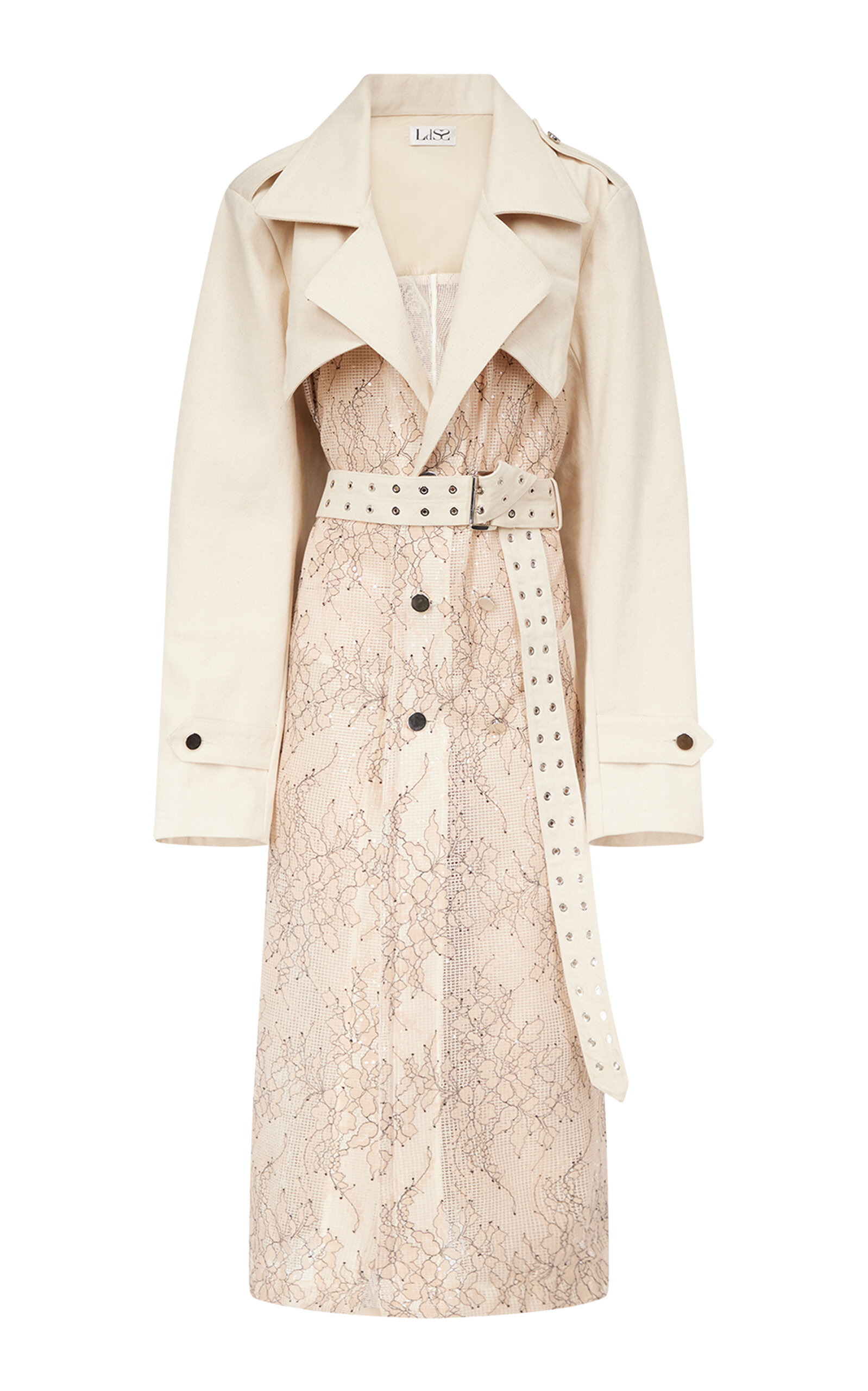 Ludovic De Saint Sernin Geraud Lace Trench Coat In Neutral