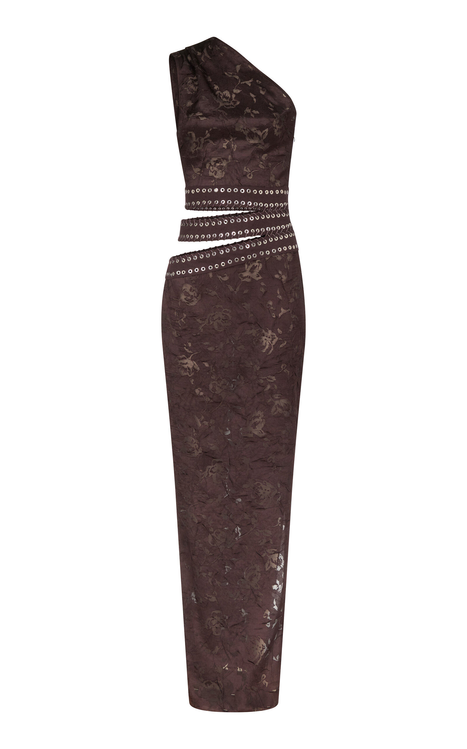 Ludovic De Saint Sernin Isabeau One-shoulder Lace Dress In Brown