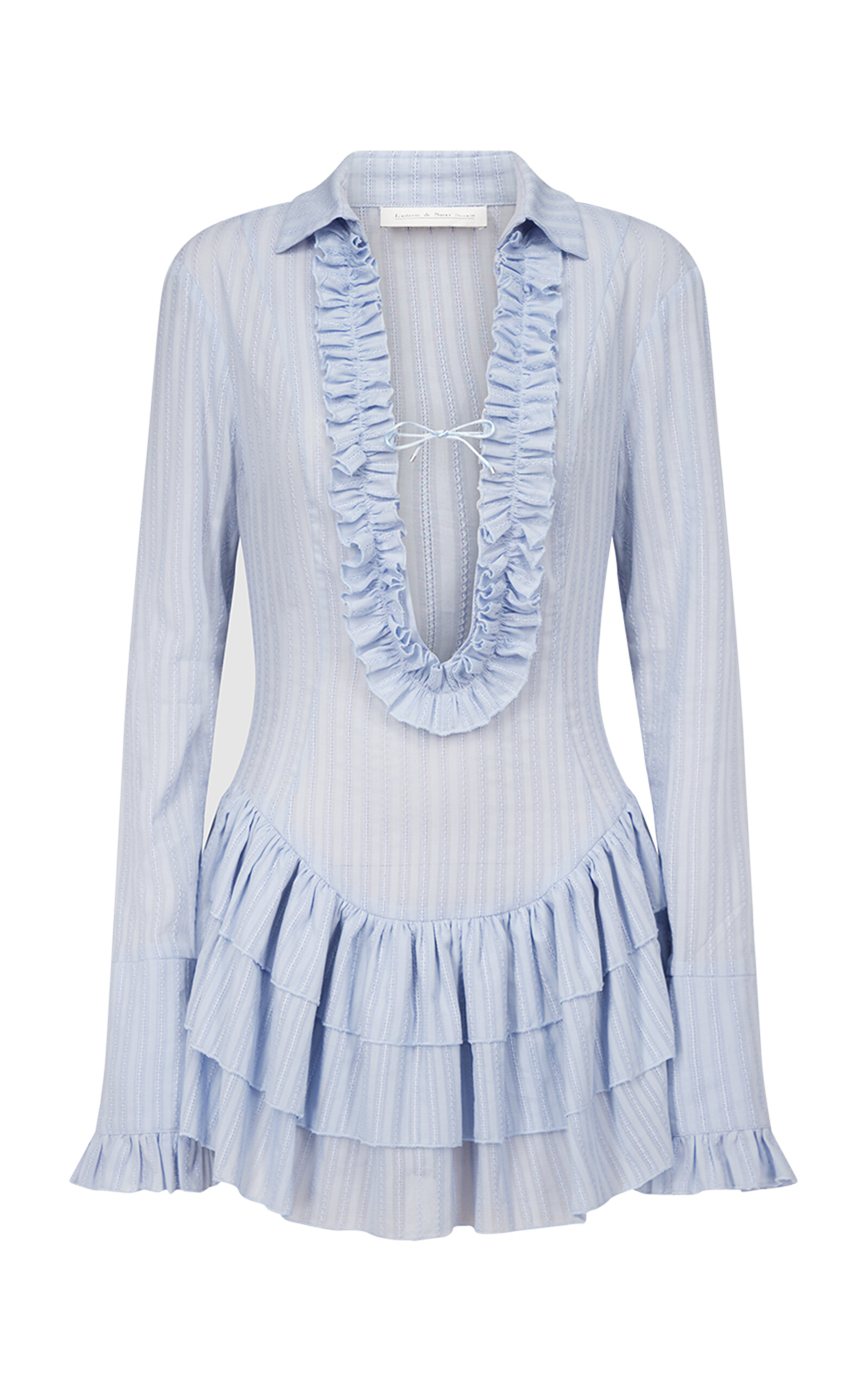 Ludovic De Saint Sernin Dolce Plunging Neckline Mini Dress In Blue
