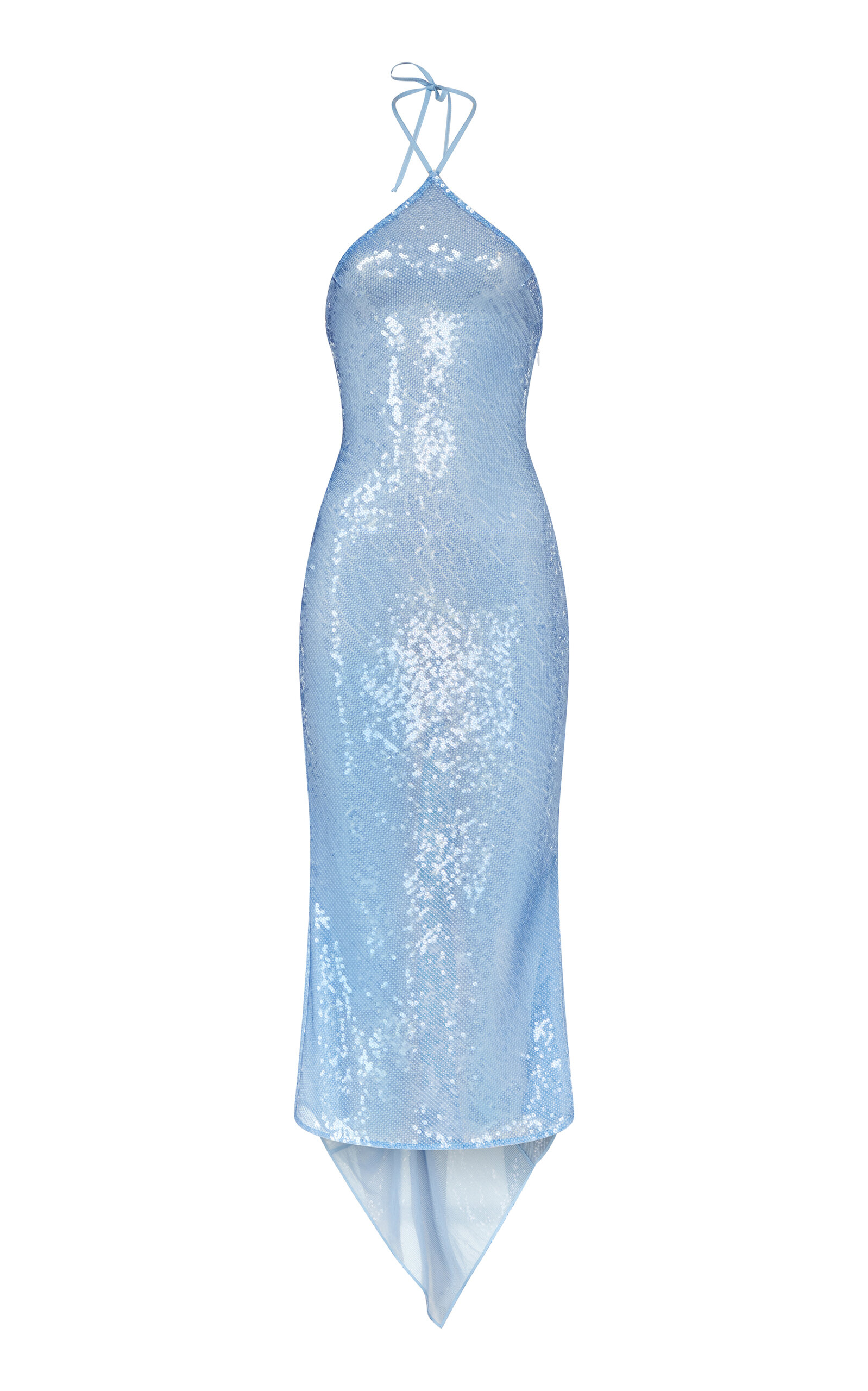 Ludovic De Saint Sernin Anthonia Sequined Open-back Midi Dress In Blue